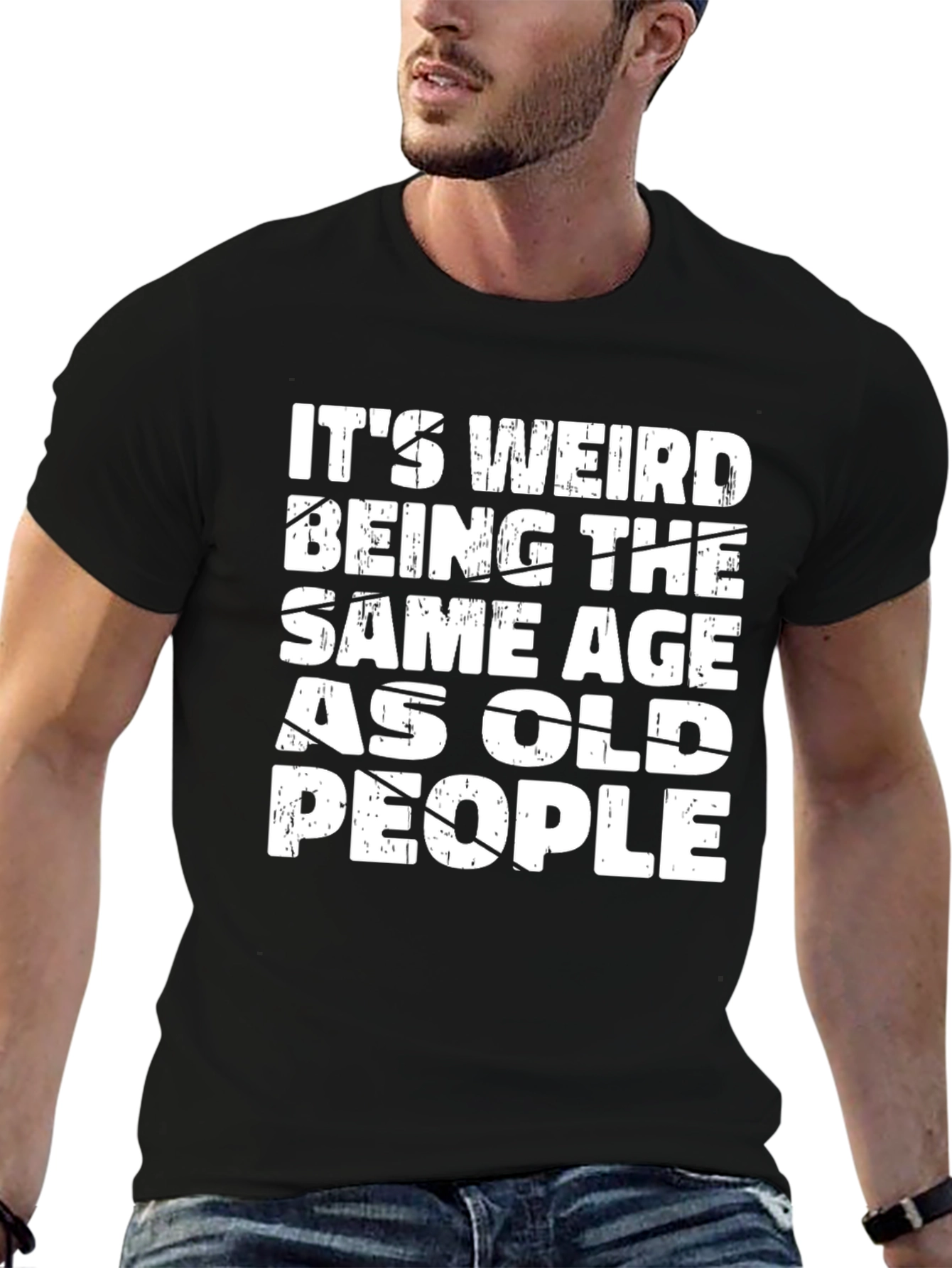 Black Funny "Old People" Graphic Tee view 6