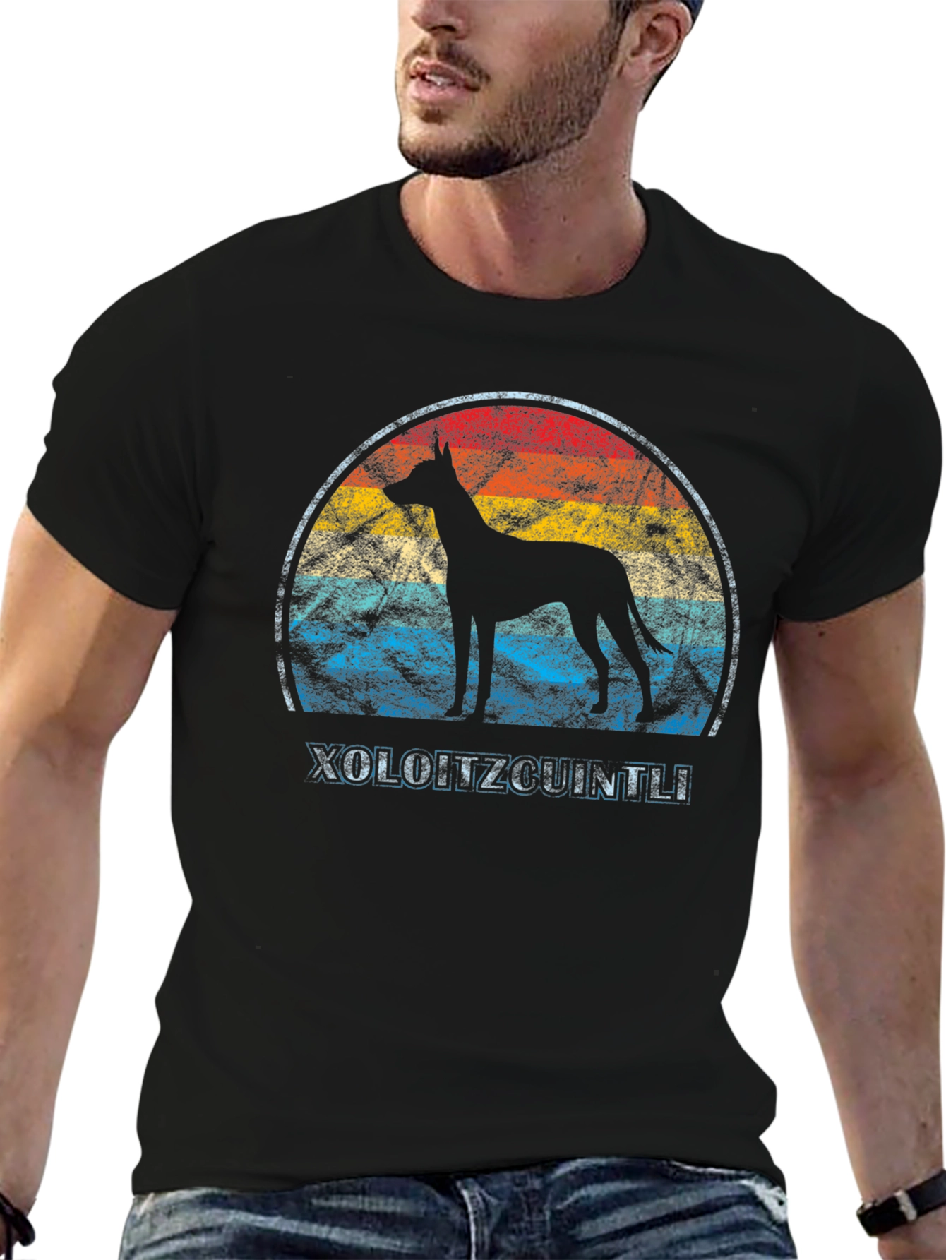 Black Xoloitzcuintli Dog Graphic Tee - Retro Style view 6