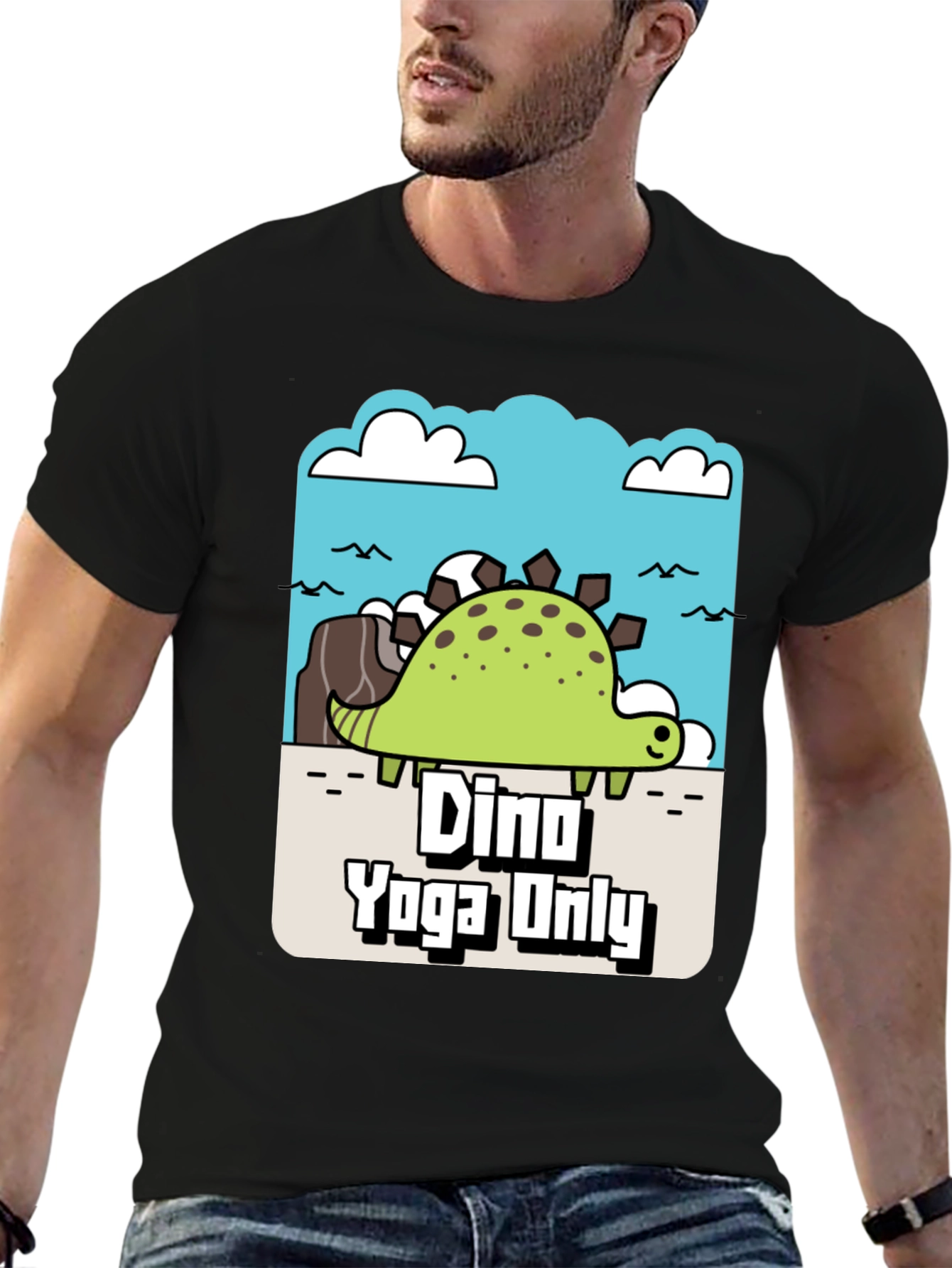 Black Dino Yoga Only Graphic Tee view 6