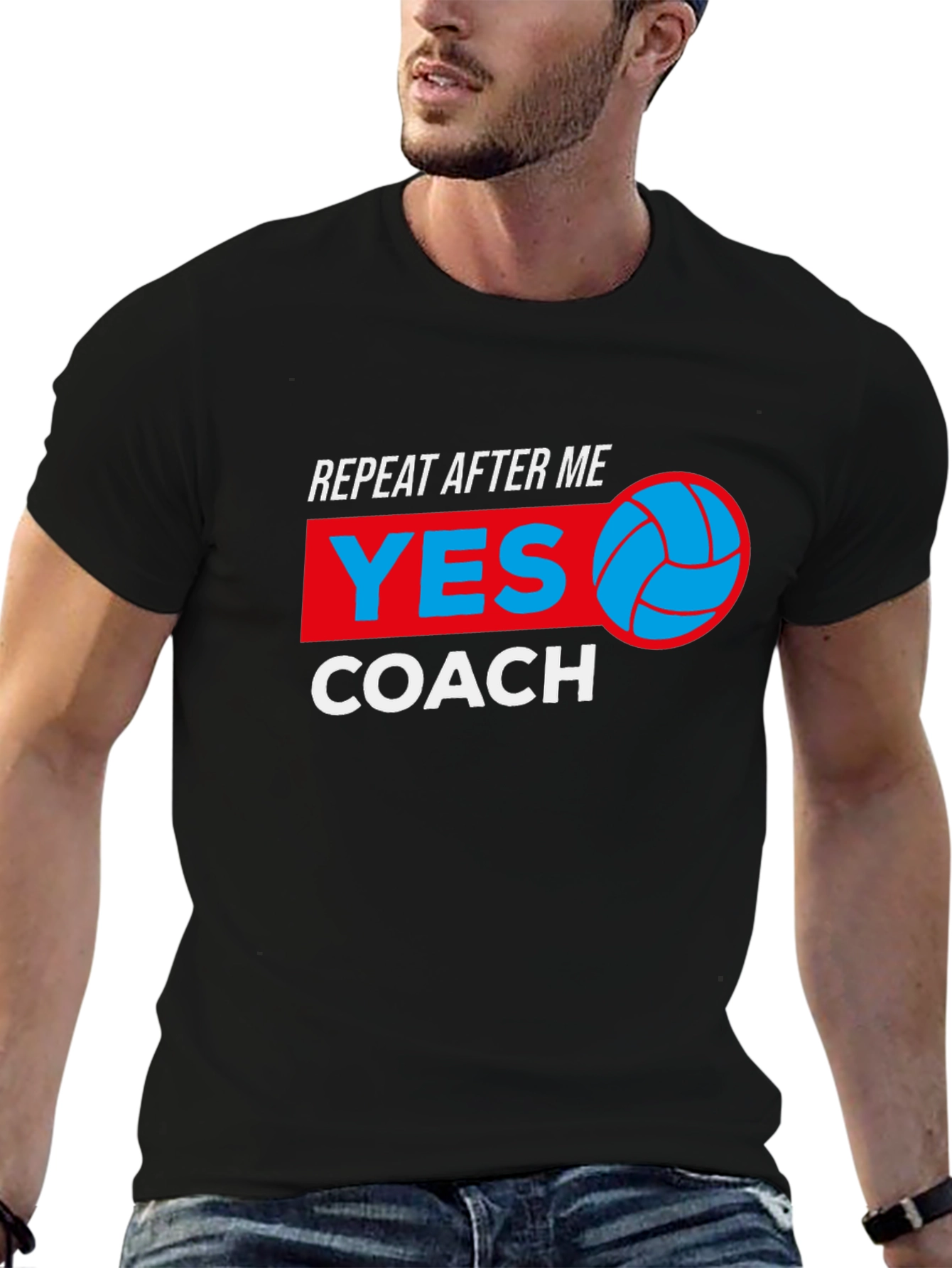 Black Volleyball Coach Graphic Tee view 6