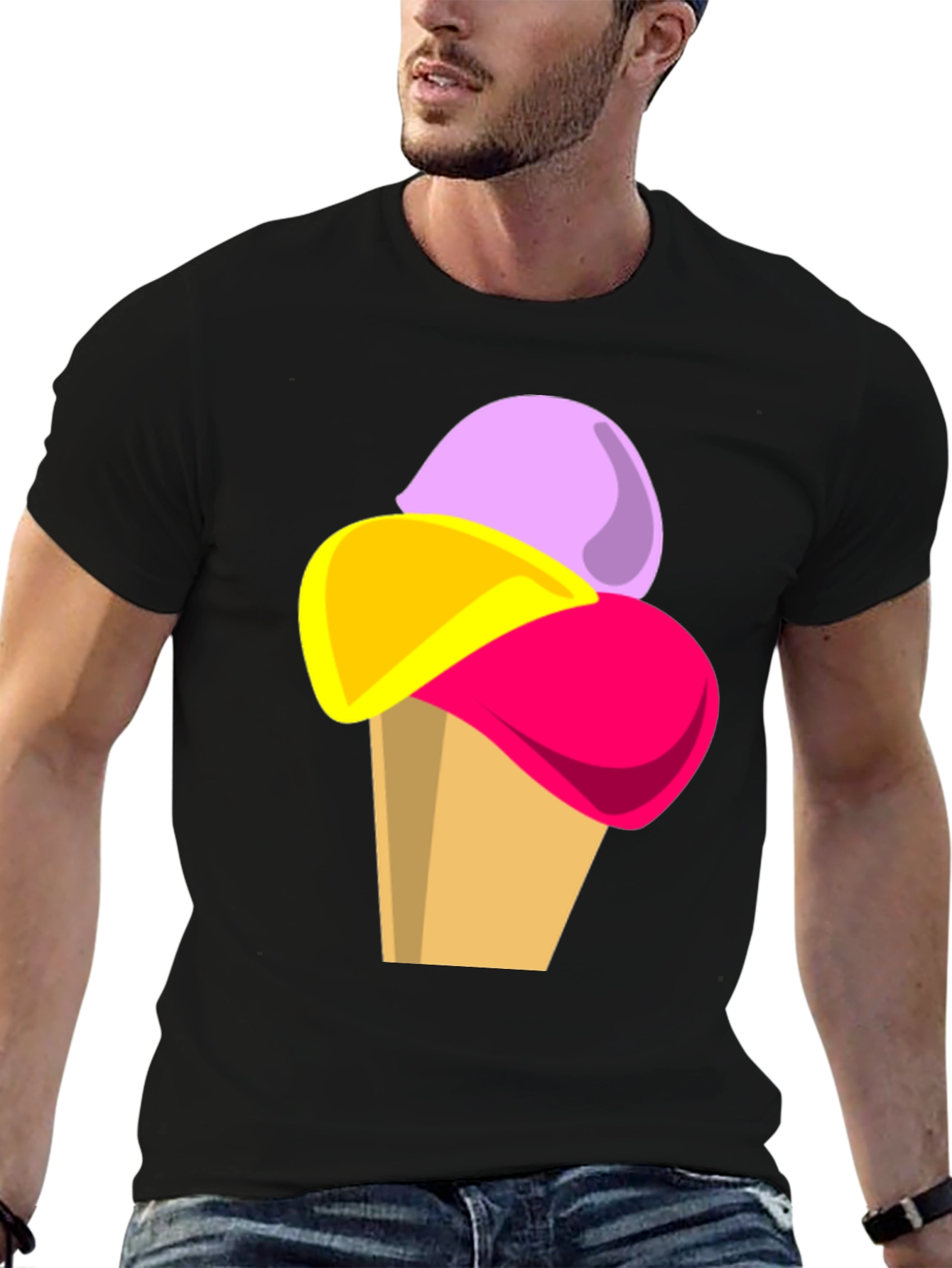 Black Ice Cream Graphic Tee - Fun Casual T-Shirt view 6