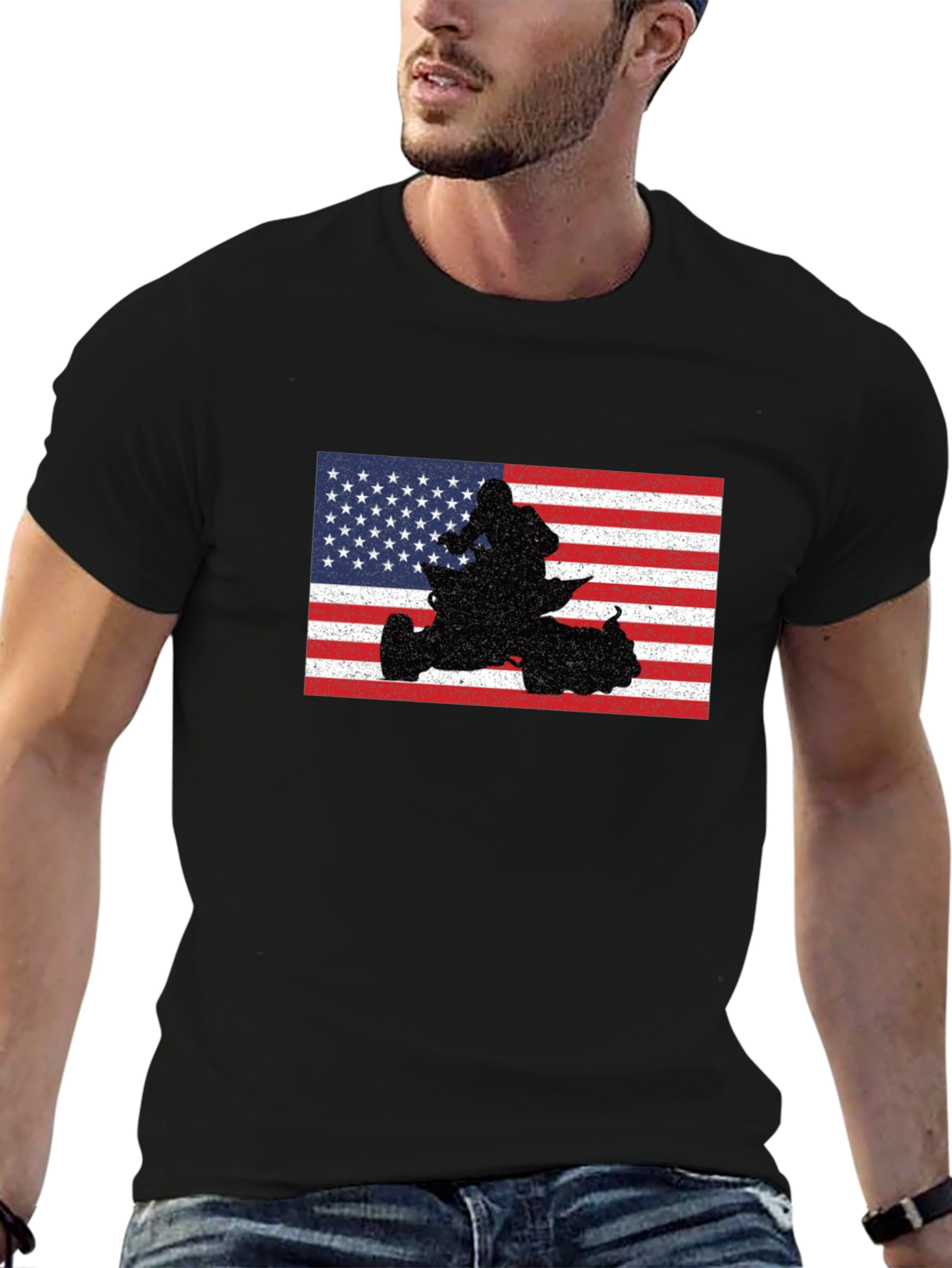 American Flag ATV Rider Graphic T-Shirt - 6