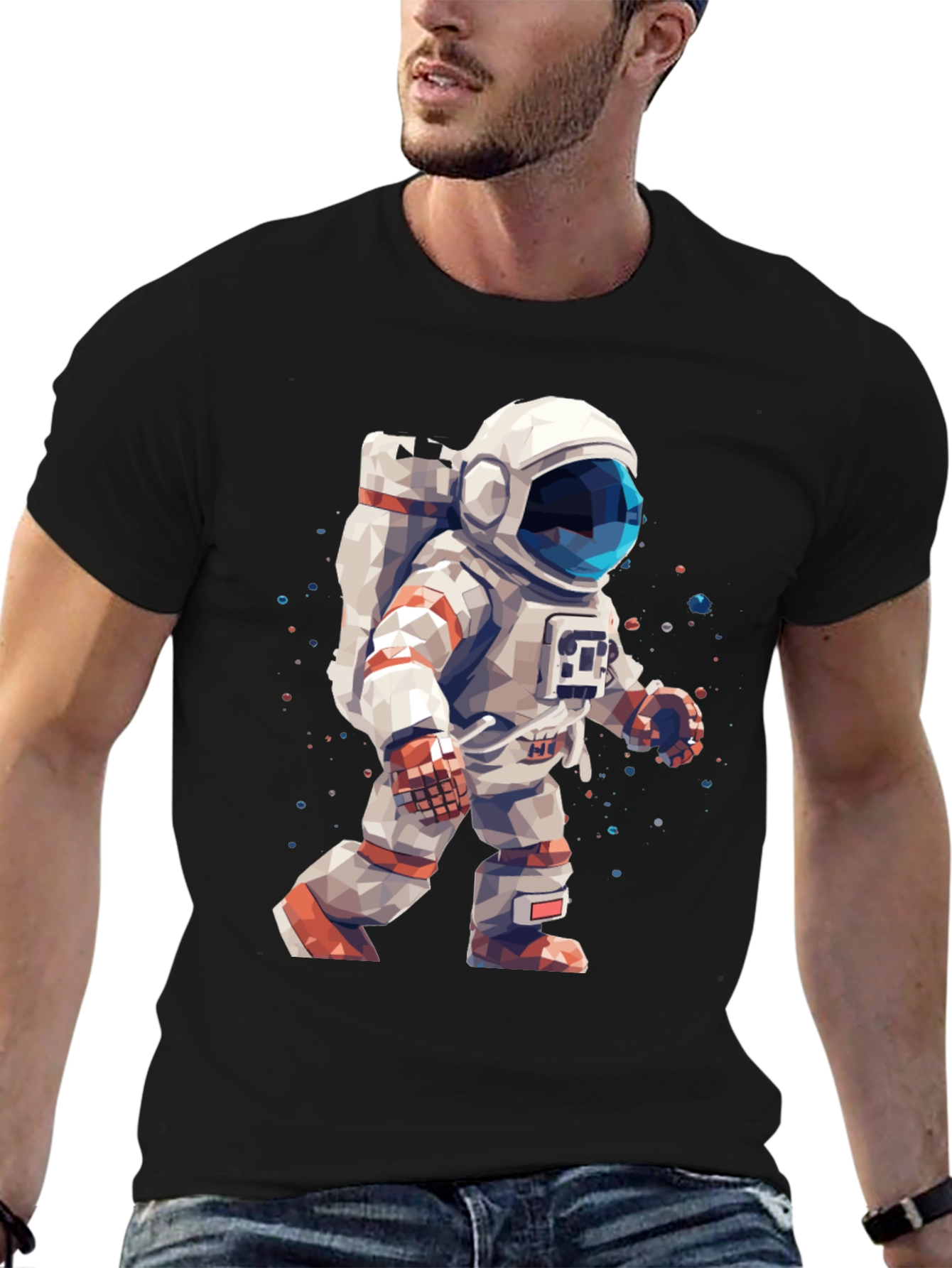Black Astronaut Graphic Black T-Shirt view 6