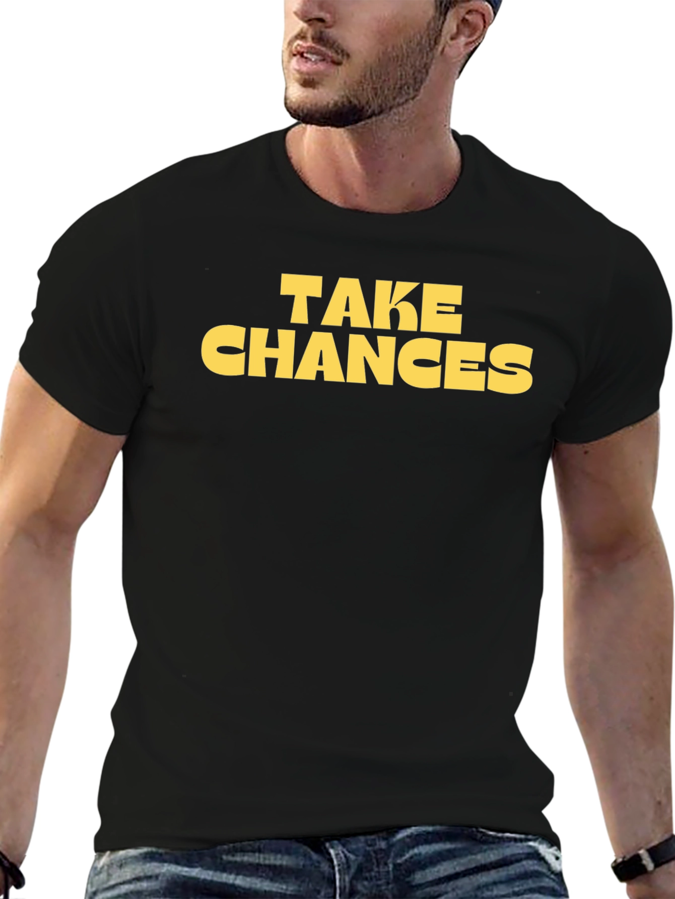Black Take Chances Graphic Tee - Bold Statement Shirt view 6