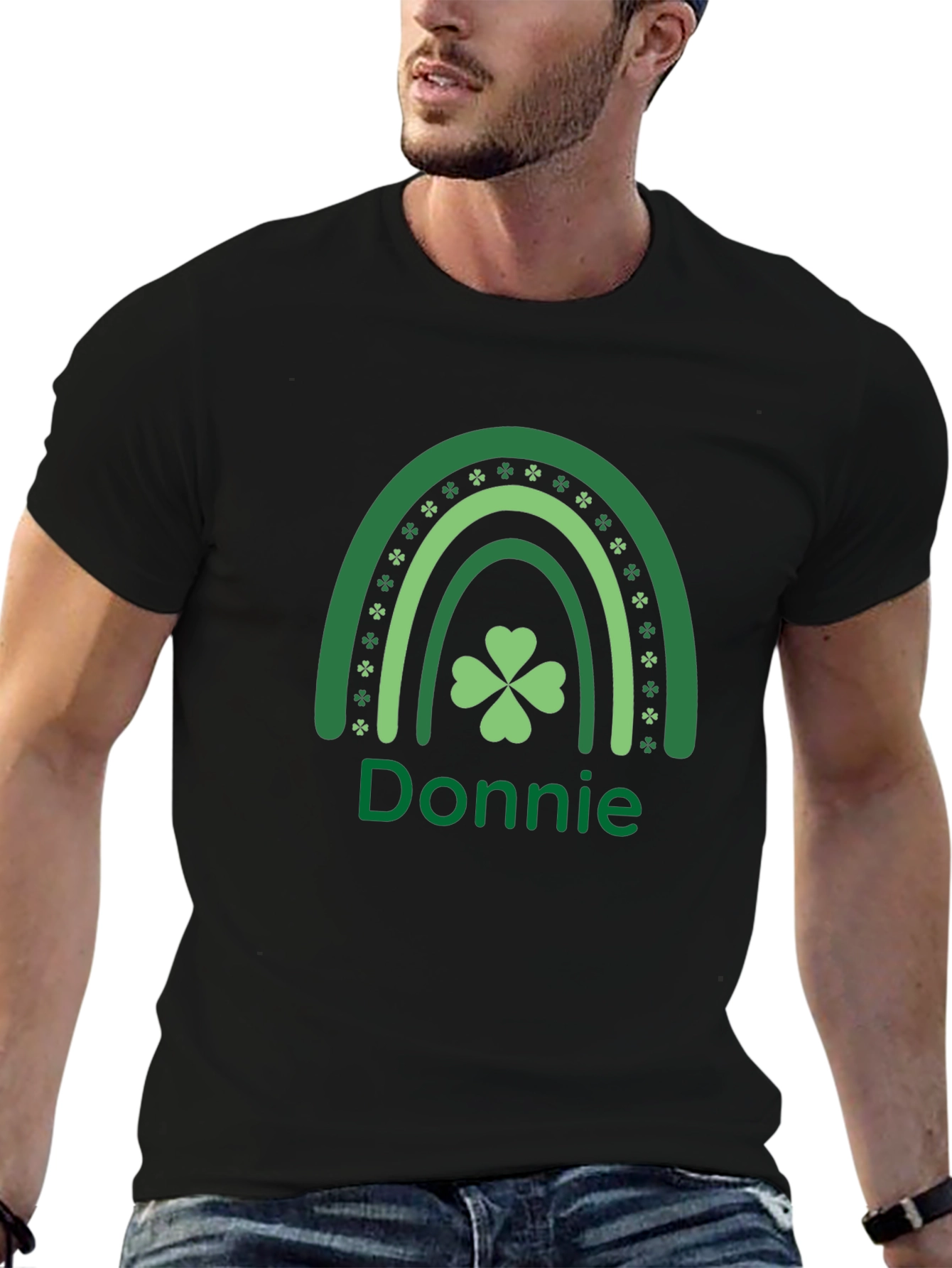 Black Donnie Shamrock Rainbow T-Shirt view 6