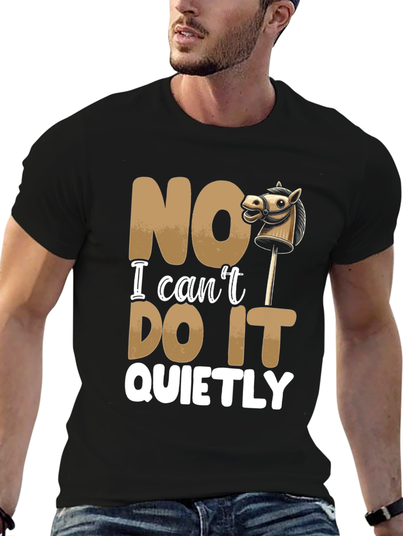 Black Funny "NO I Can't DO IT QUIETLY" T-Shirt view 6