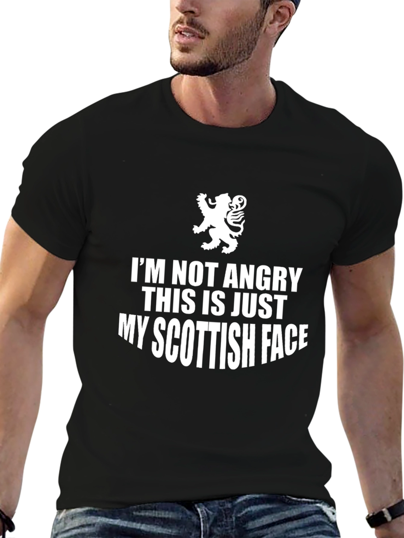 Black Scottish Face Graphic Tee -  Humorous T-Shirt view 6