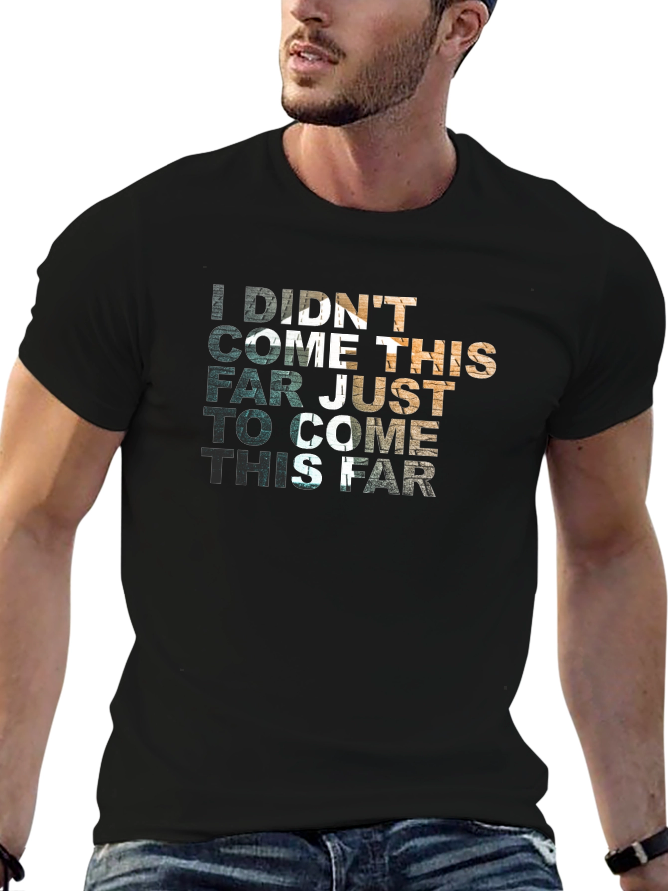 Black Motivational Graphic T-Shirt - 'Didn't Come This Far' view 6