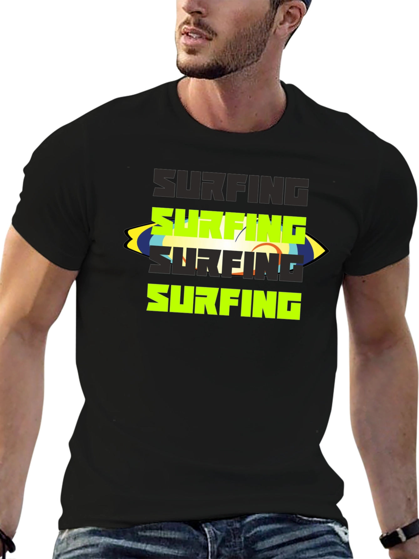 Black Surfing Graphic Tee - Black view 6