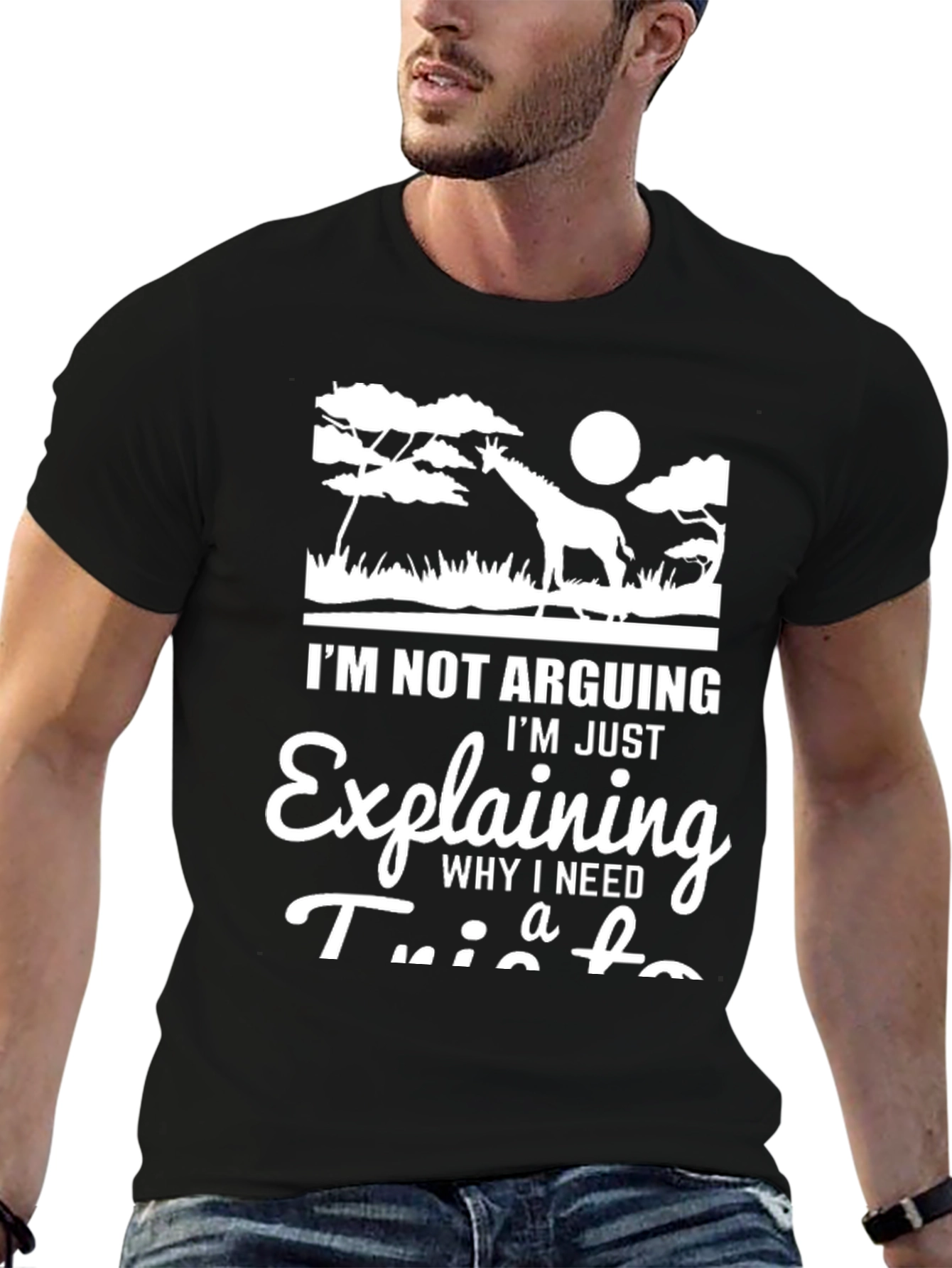 Black Funny Giraffe Lover T-Shirt - I'm Not Arguing, I'm Just Explaining view 6