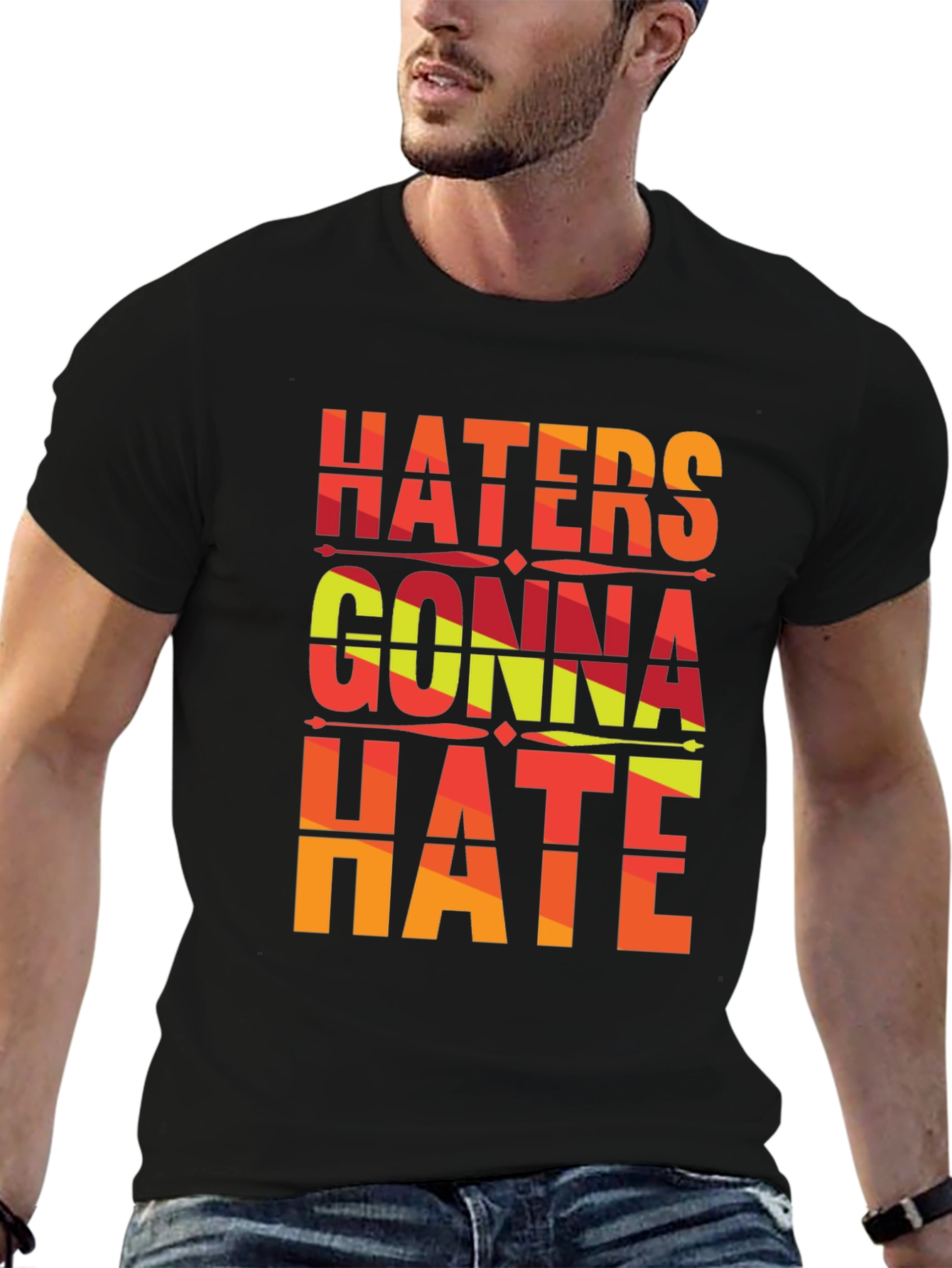 Black Haters Gonna Hate Graphic Tee - Unisex view 6