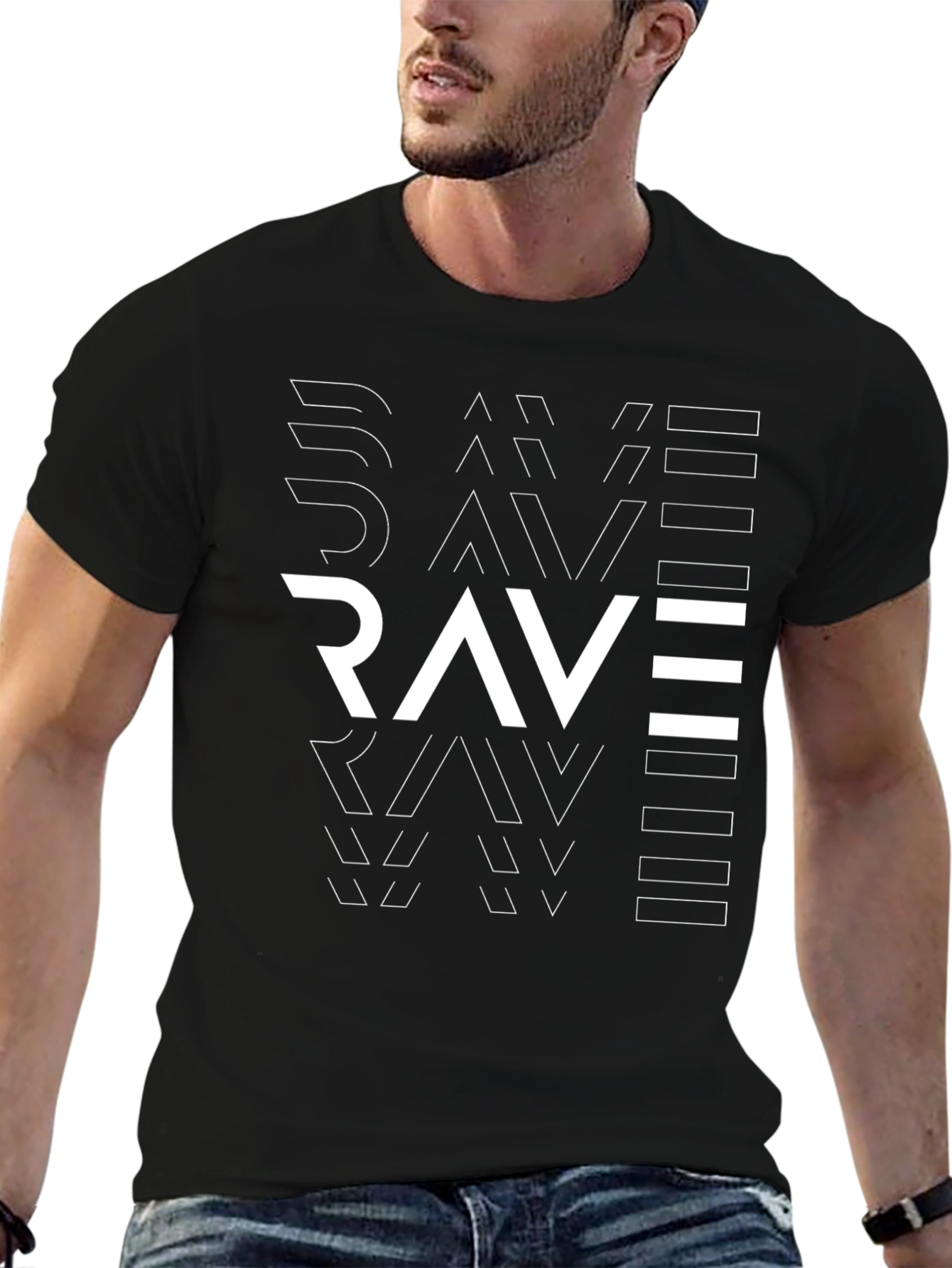 Black Rave Graphic Tee - Black Cotton Blend view 6