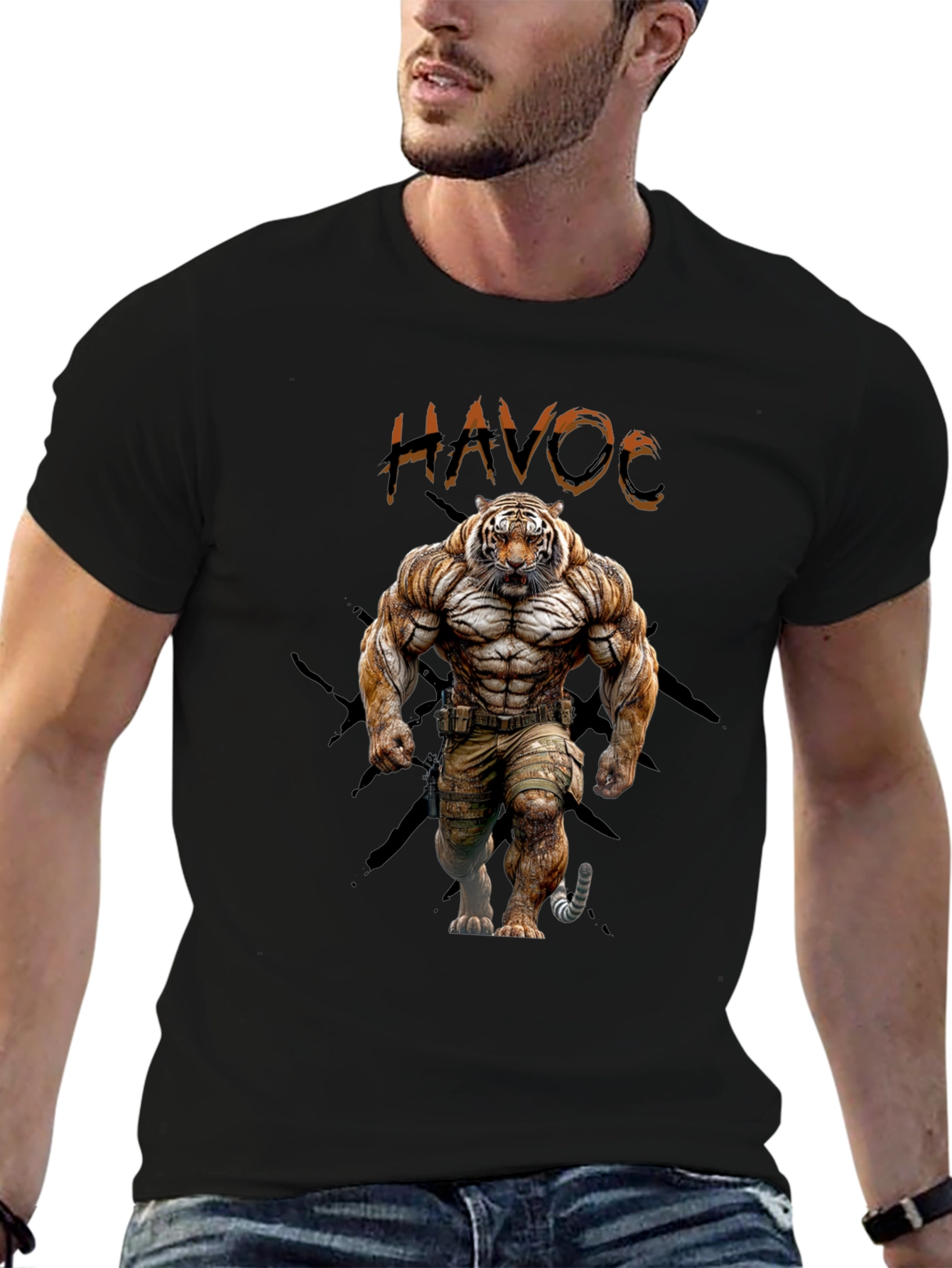 Black Havoc Tiger Graphic T-Shirt - Bold Design view 6