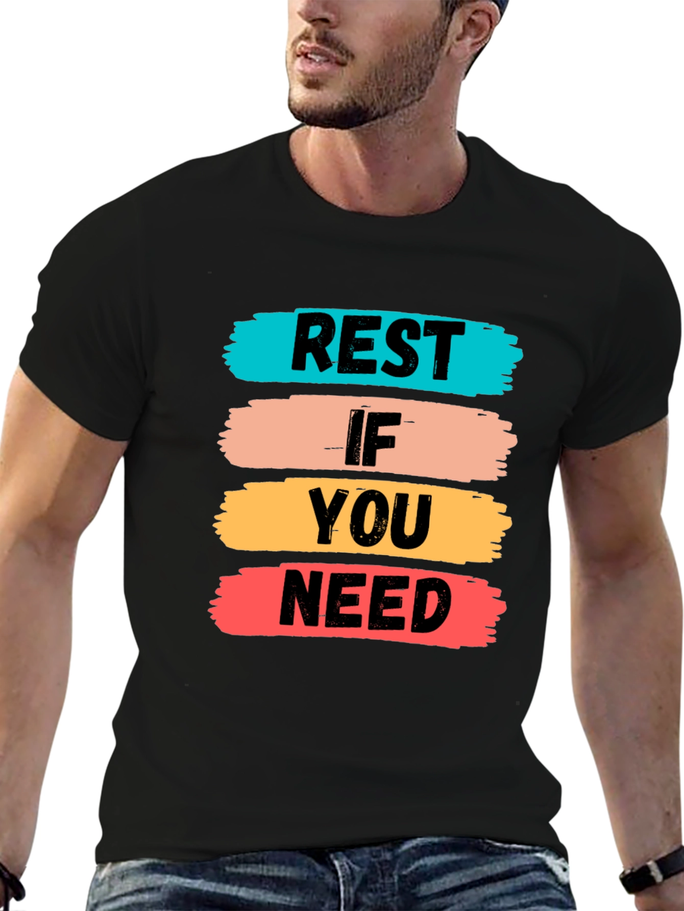 Black Rest If You Need T-Shirt | Short Sleeve Crew Neck Tee view 6