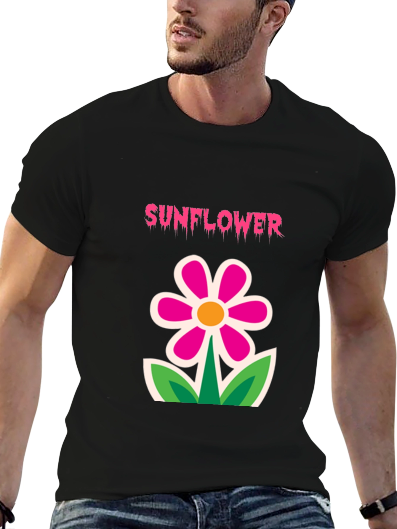 Black Sunflower Graphic Tee - Fun Floral Design view 6