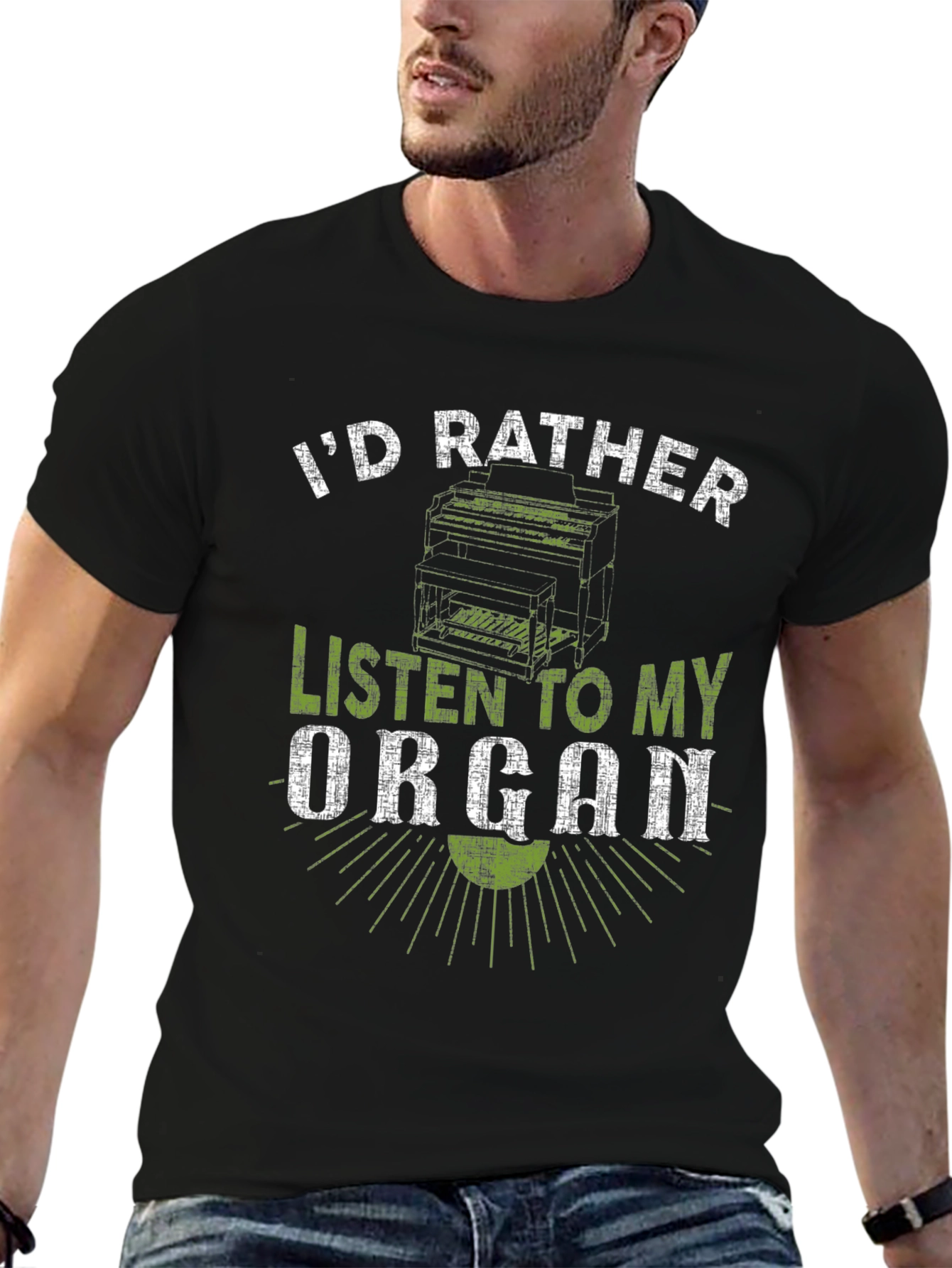 Black I'd Rather Listen to My Organ T-Shirt view 6