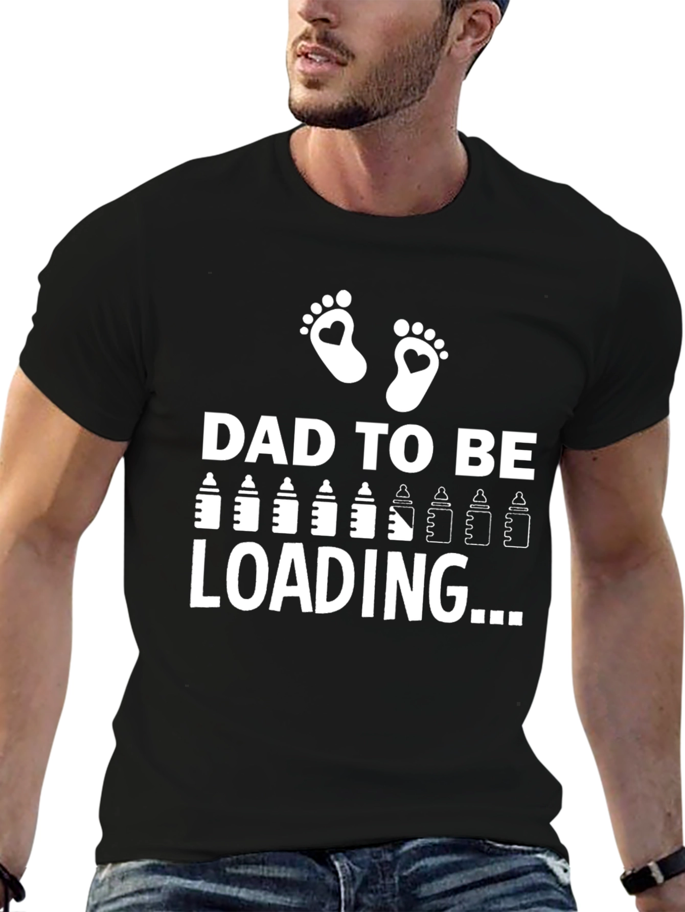 Black Dad to Be Loading T-Shirt - Expecting Father Tee view 6