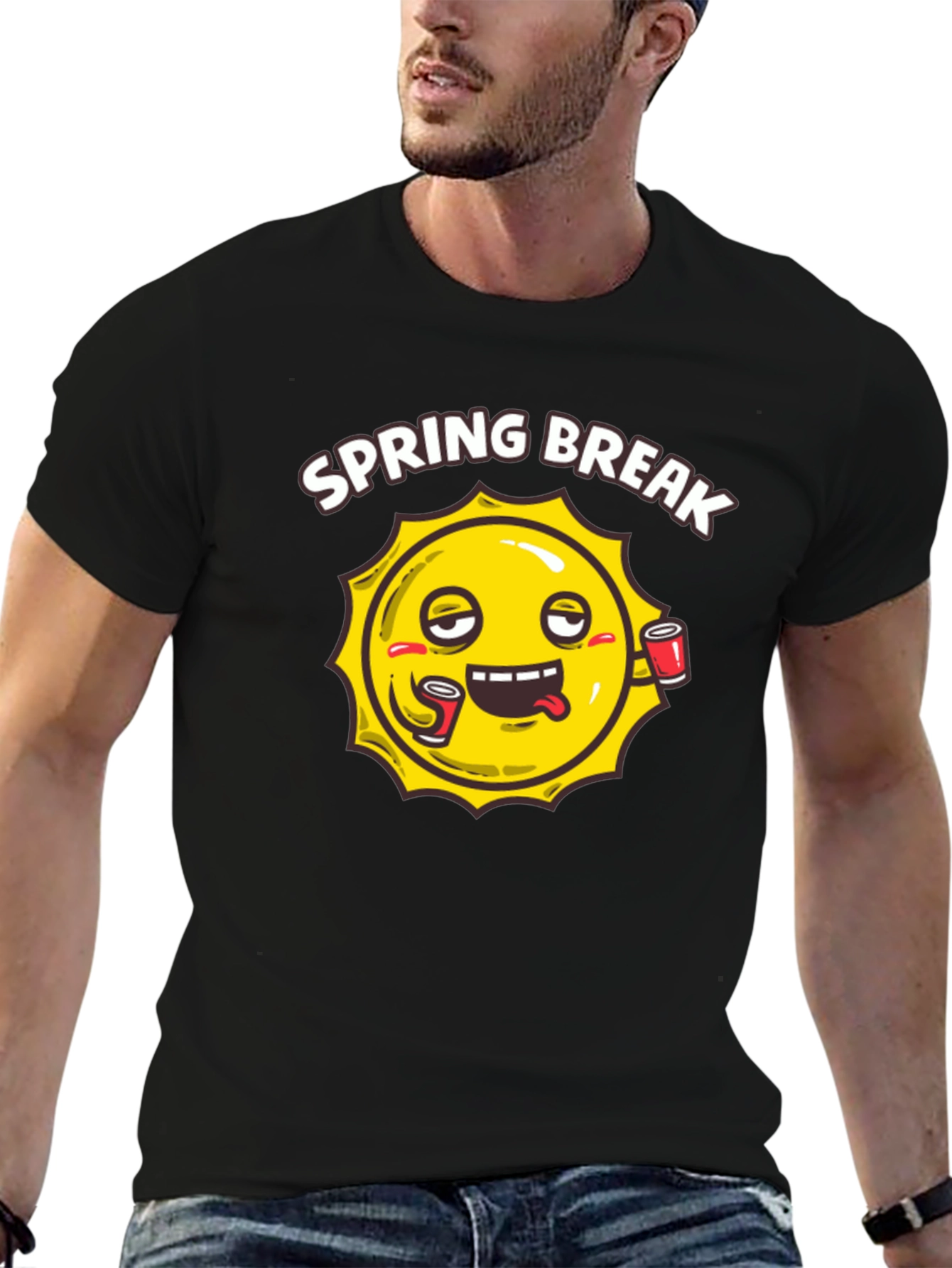 Black Spring Break Sun Graphic Black T-Shirt view 6