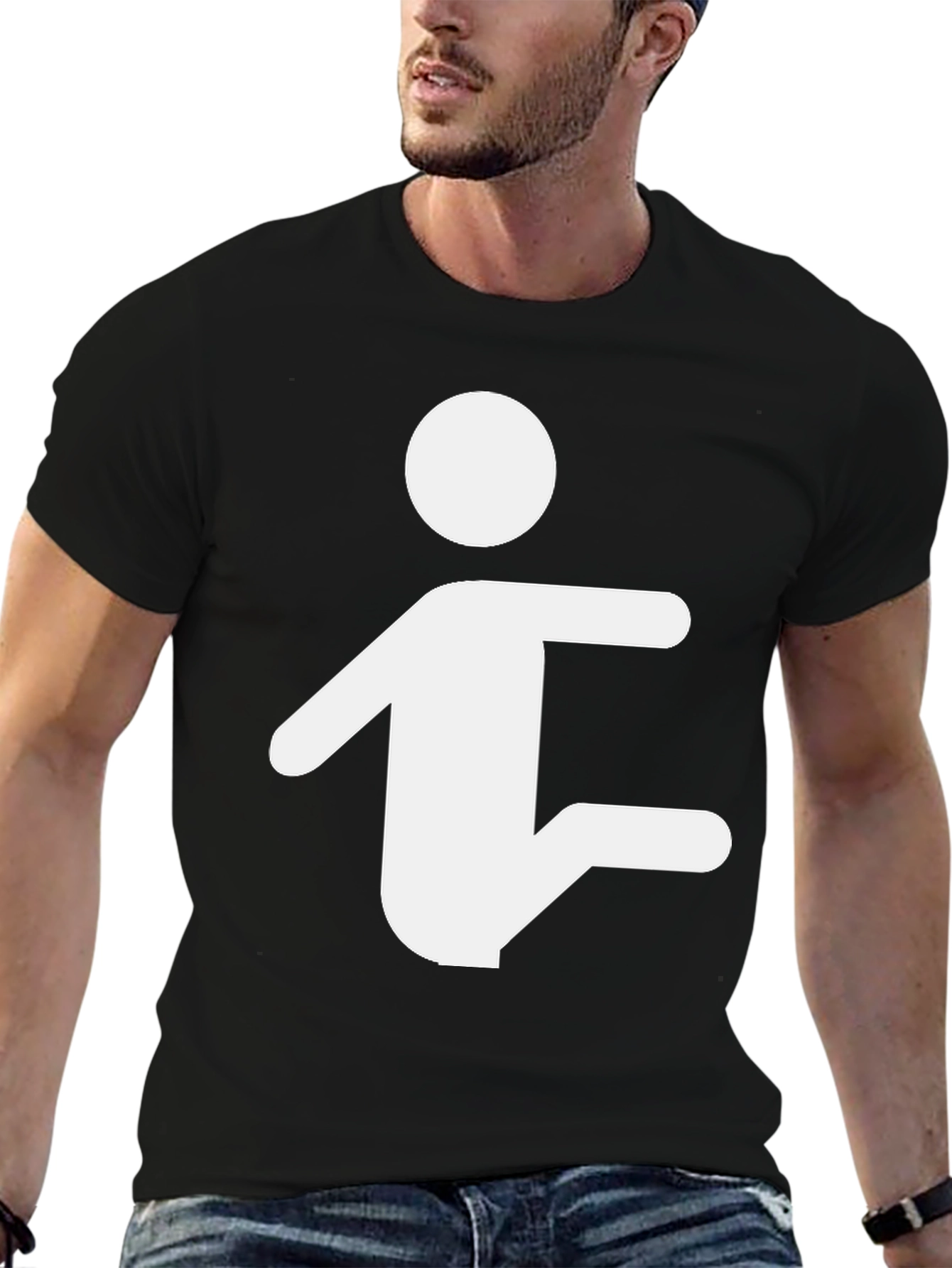 Black Stick Figure Yoga Pose Graphic T-Shirt view 6