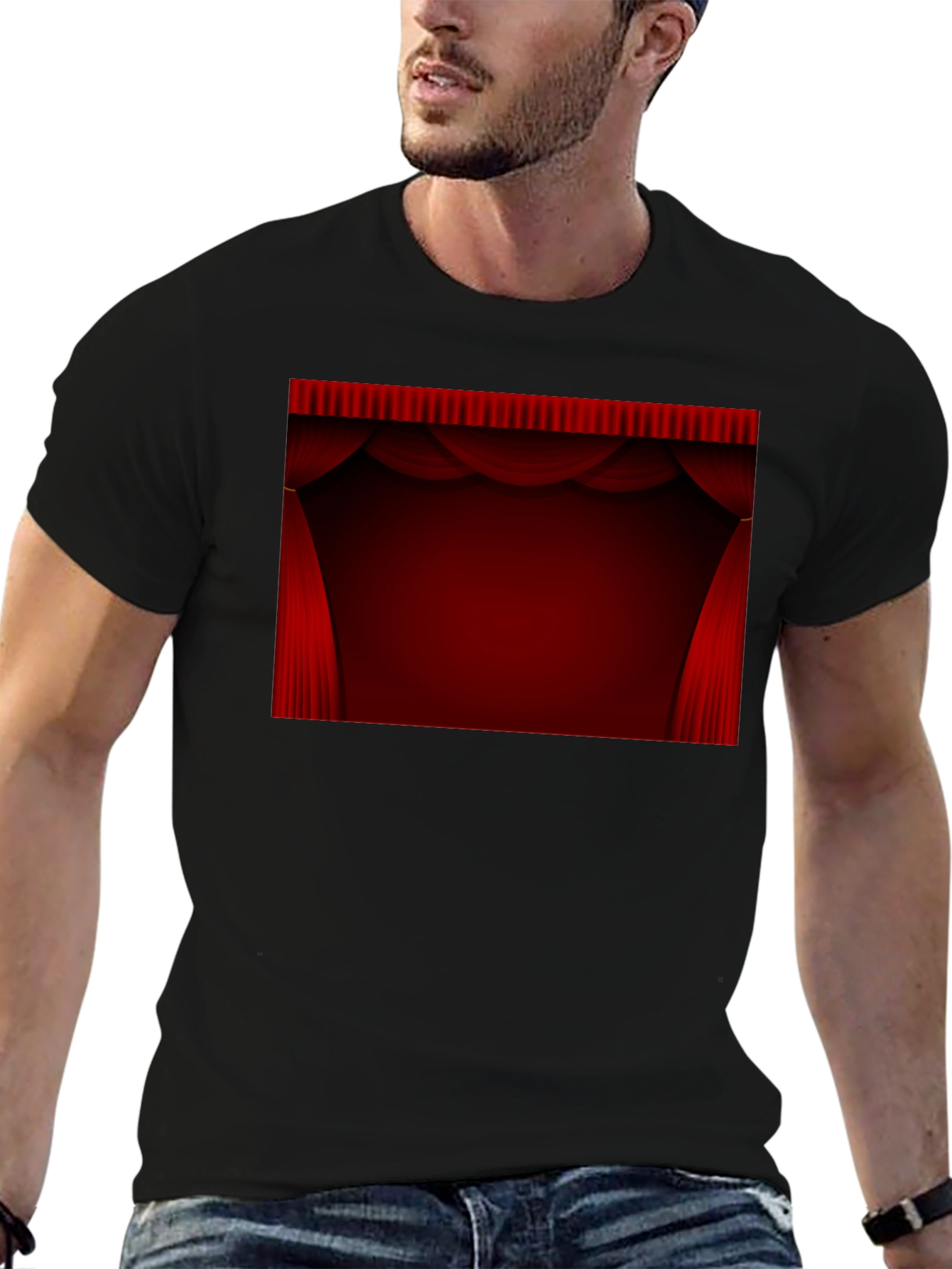 Black Stage Curtain Graphic Black T-Shirt view 6