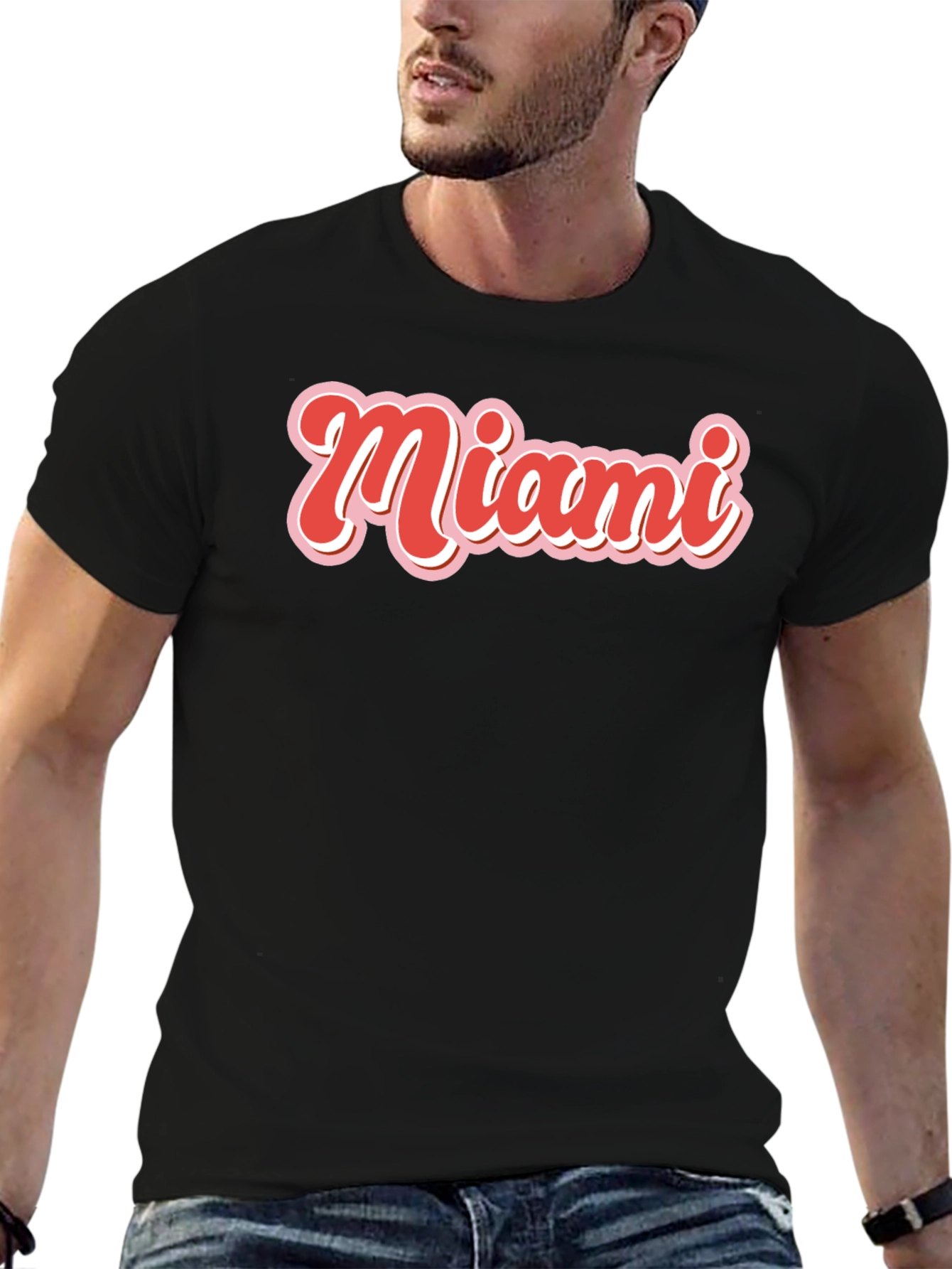 Black Miami Retro Graphic T-Shirt view 6
