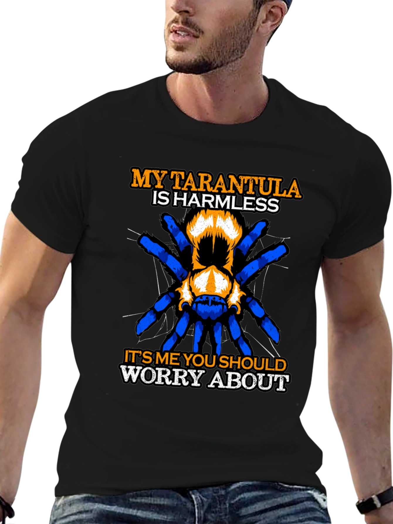 Black Tarantula Harmless Funny T-Shirt view 6