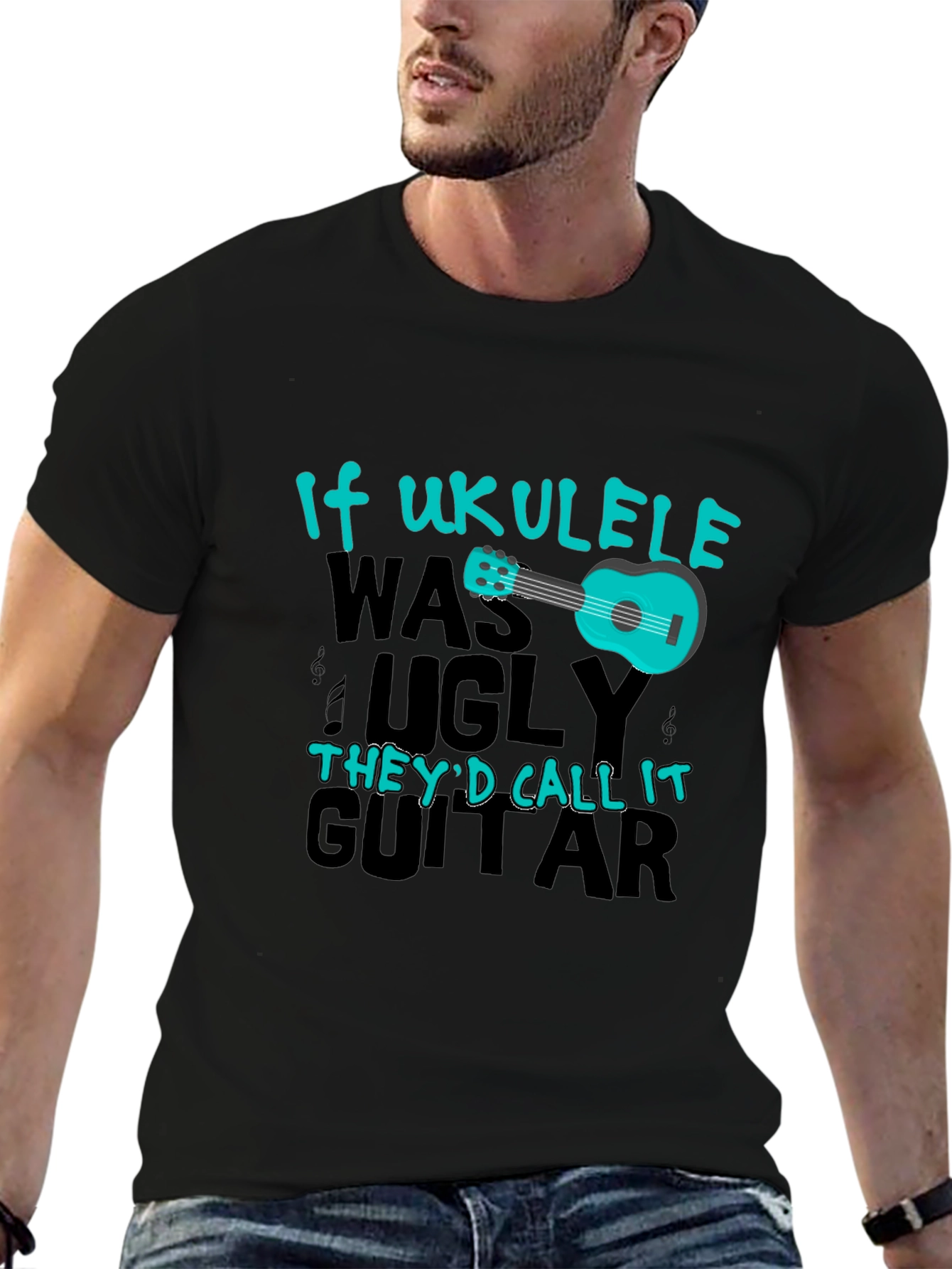 Black Ukulele T-Shirt - If Ukulele Was Ugly view 6