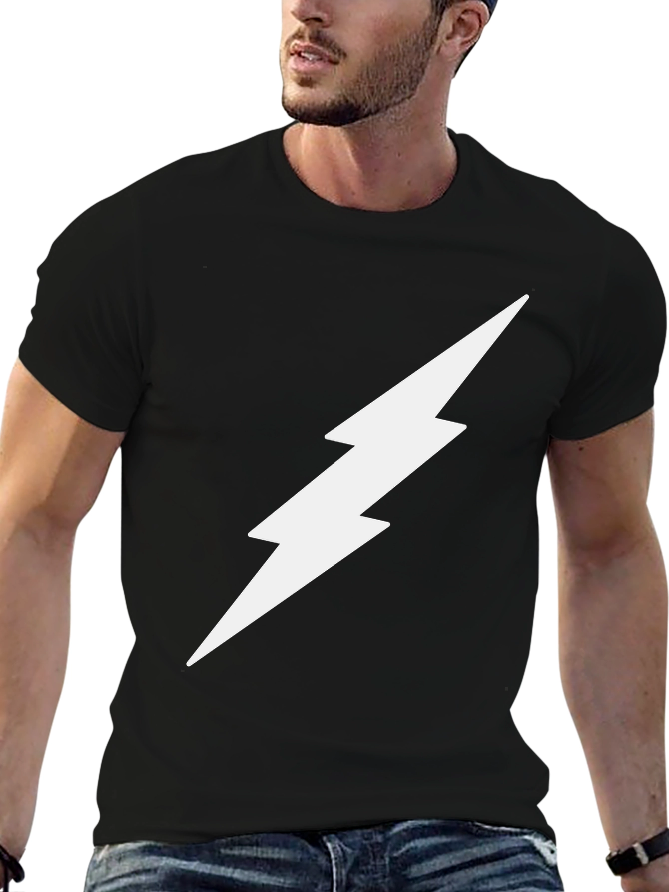Black Lightning Bolt Graphic Tee - Modern Style view 6