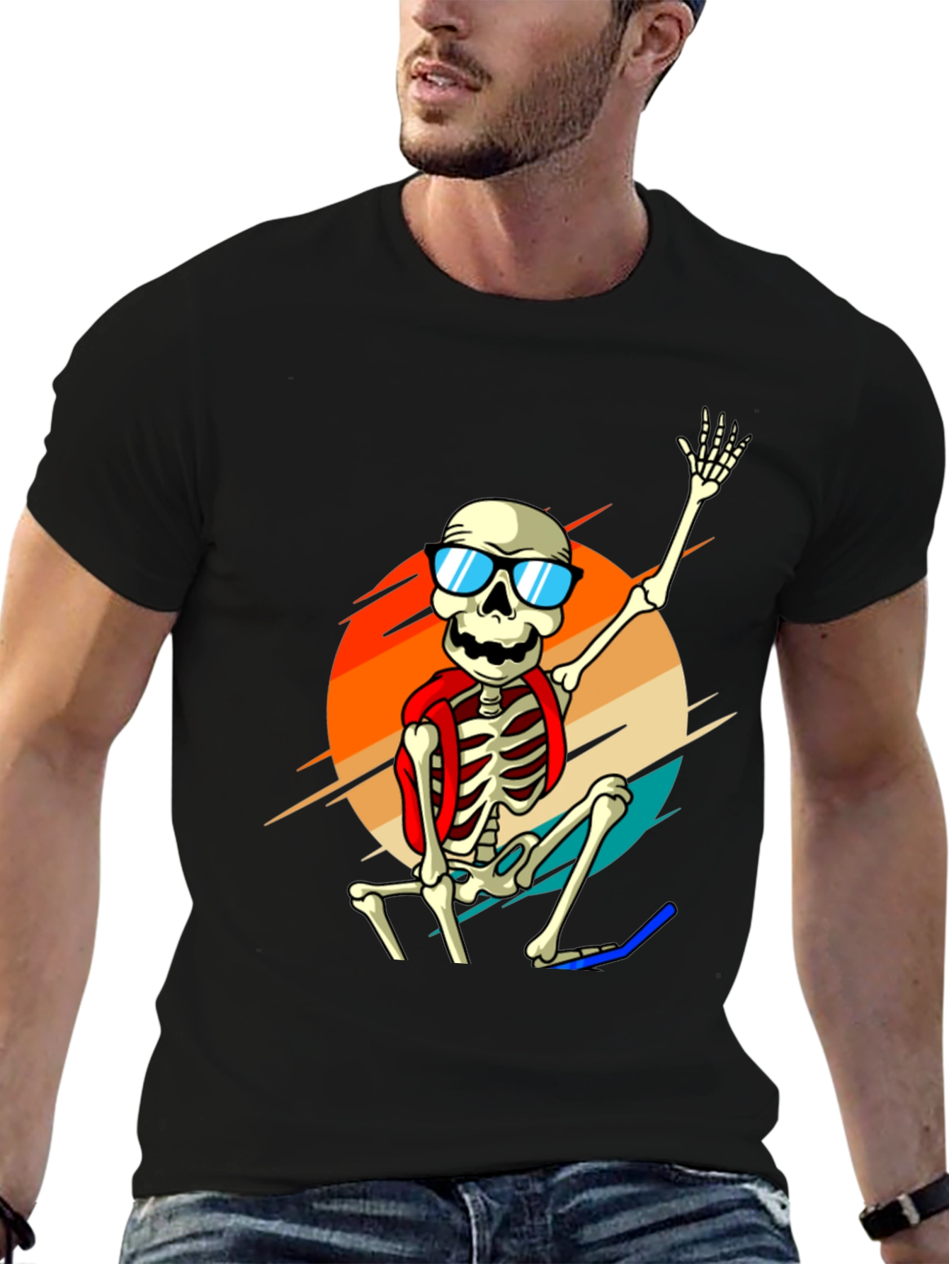 Black Skeleton in Sunglasses Graphic Tee view 6