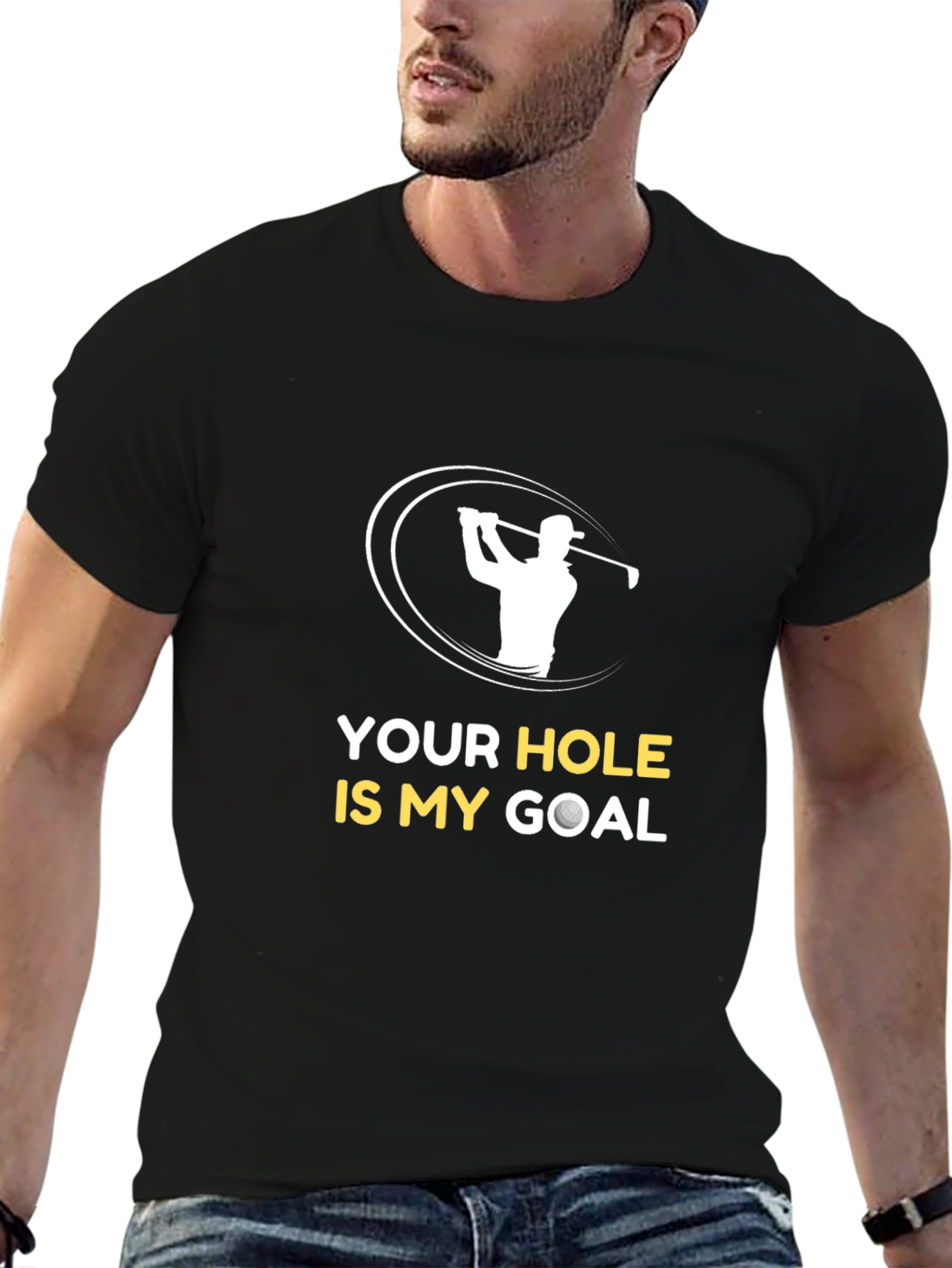 Black Funny Golf T-Shirt - Your Hole Is My Goal view 6