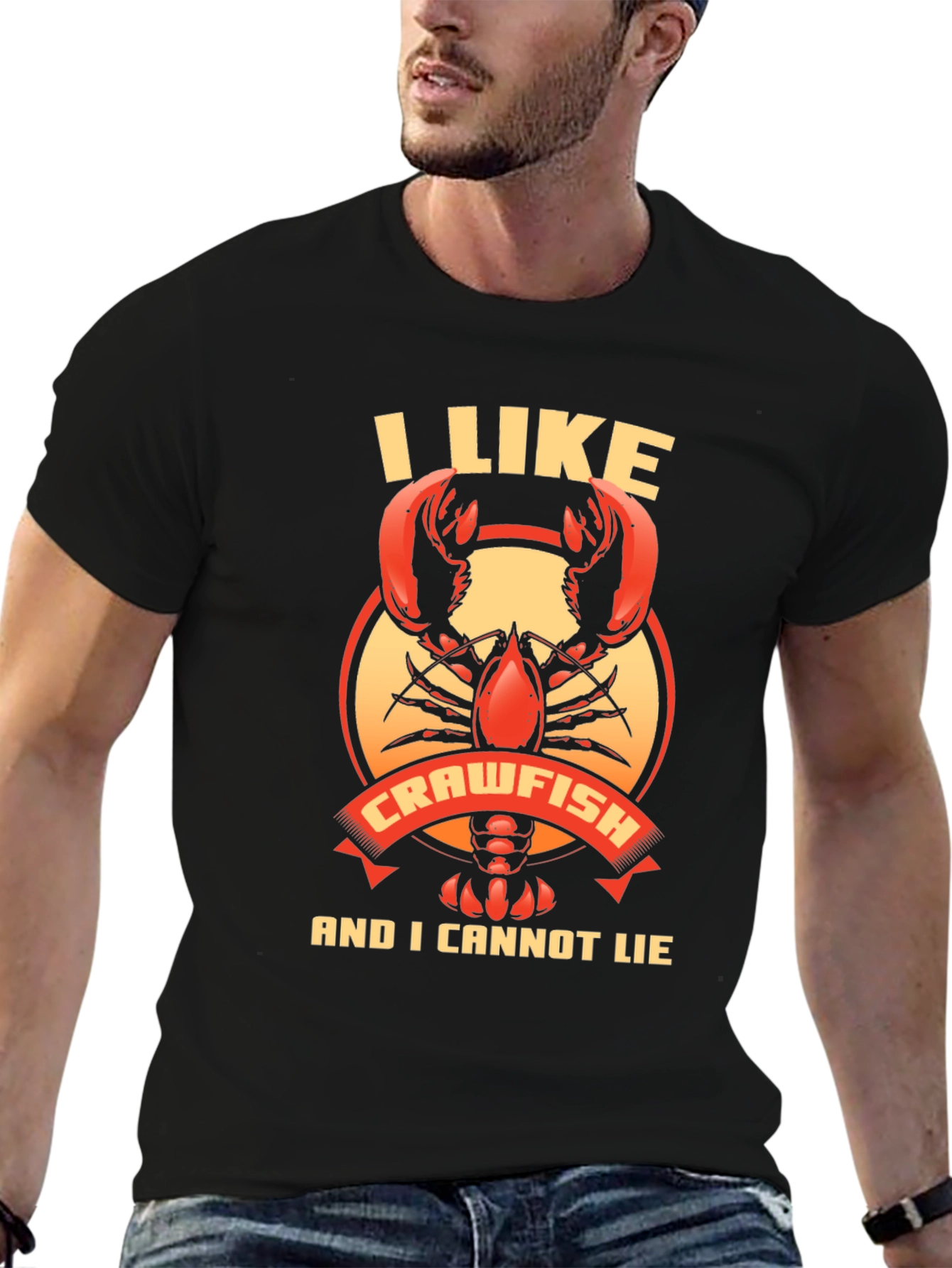 Black I Like Crawfish T-Shirt - Funny Graphic Tee view 6