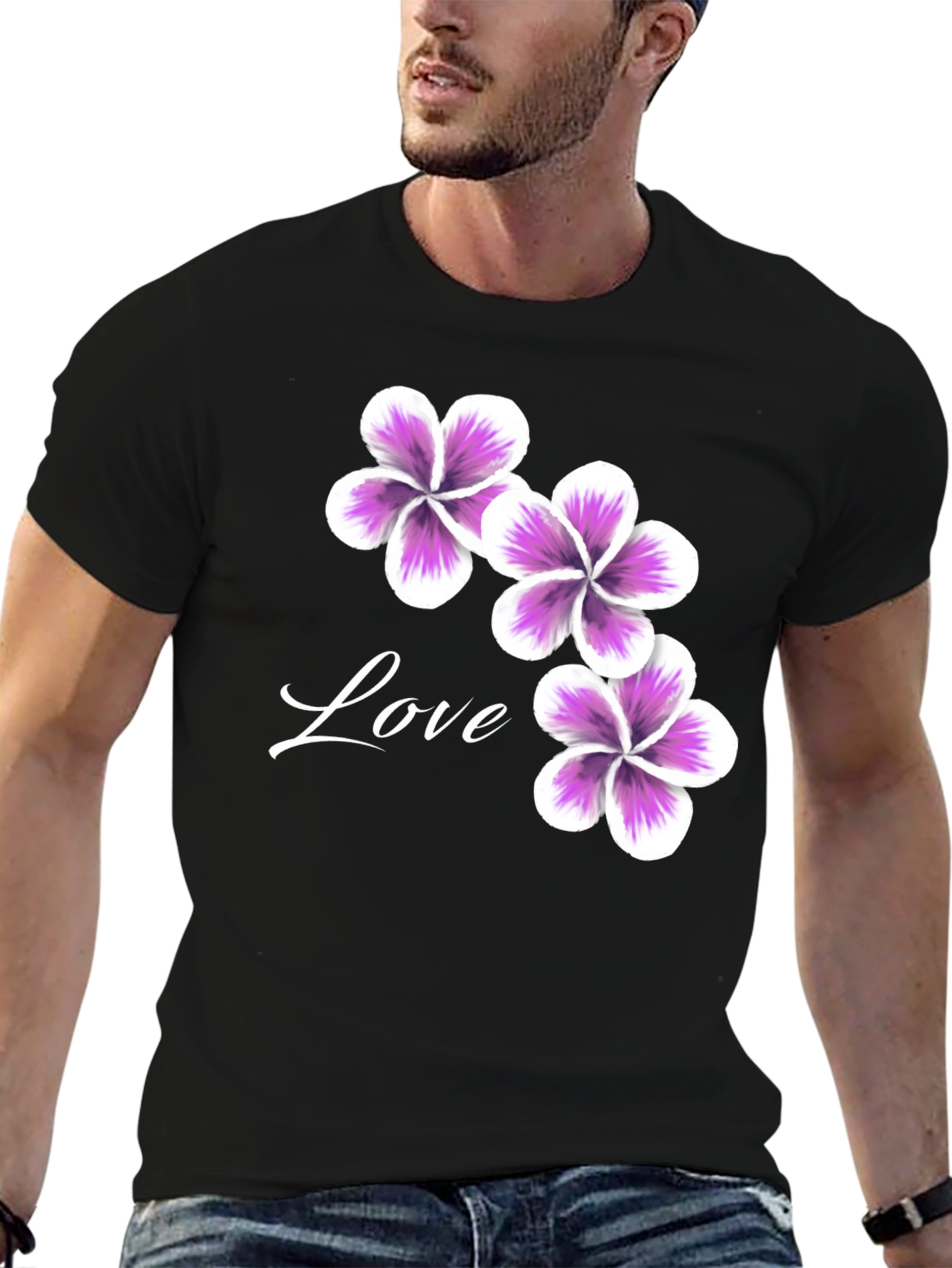 Black Floral Love T-Shirt - Casual Stylish Tee view 6