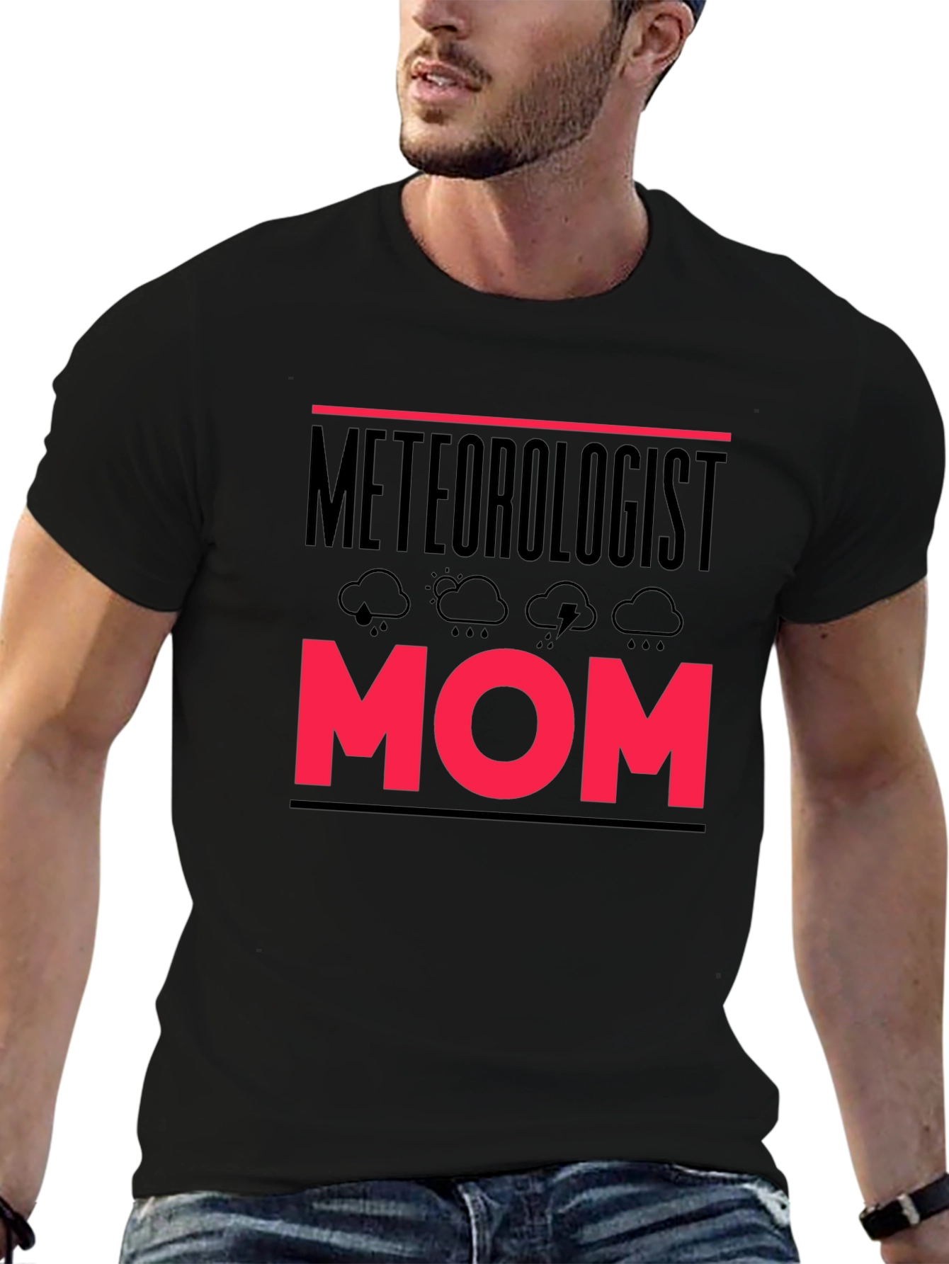 Black Meteorologist Mom Graphic Tee - Weather Loving Mother T-Shirt view 6
