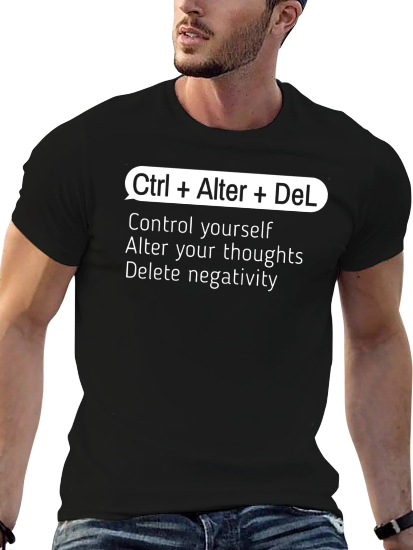 Black Ctrl+Alter+Del Funny T-Shirt view 6