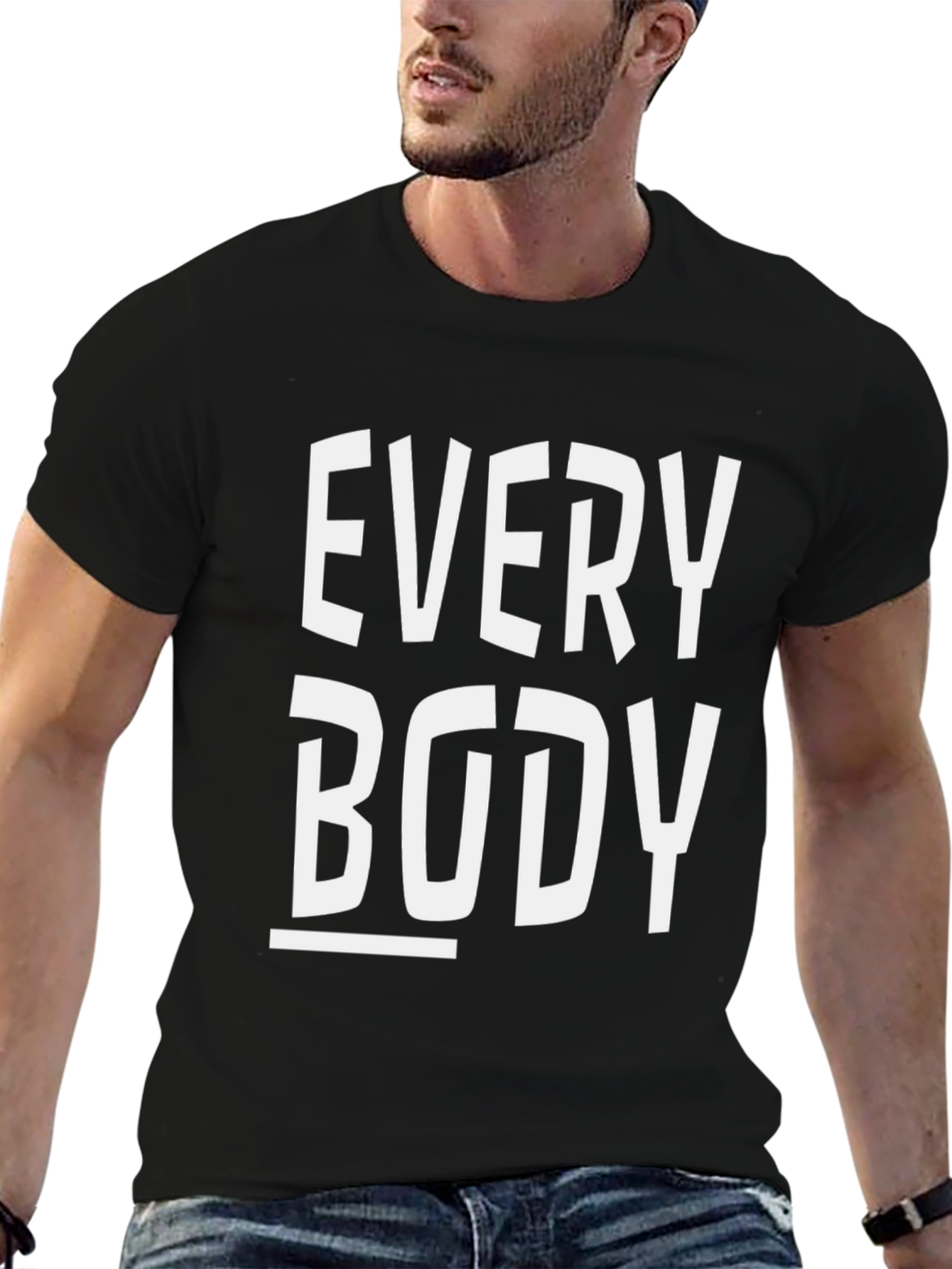 Black Everybody Graphic T-Shirt - Classic Crew Neck Tee view 6