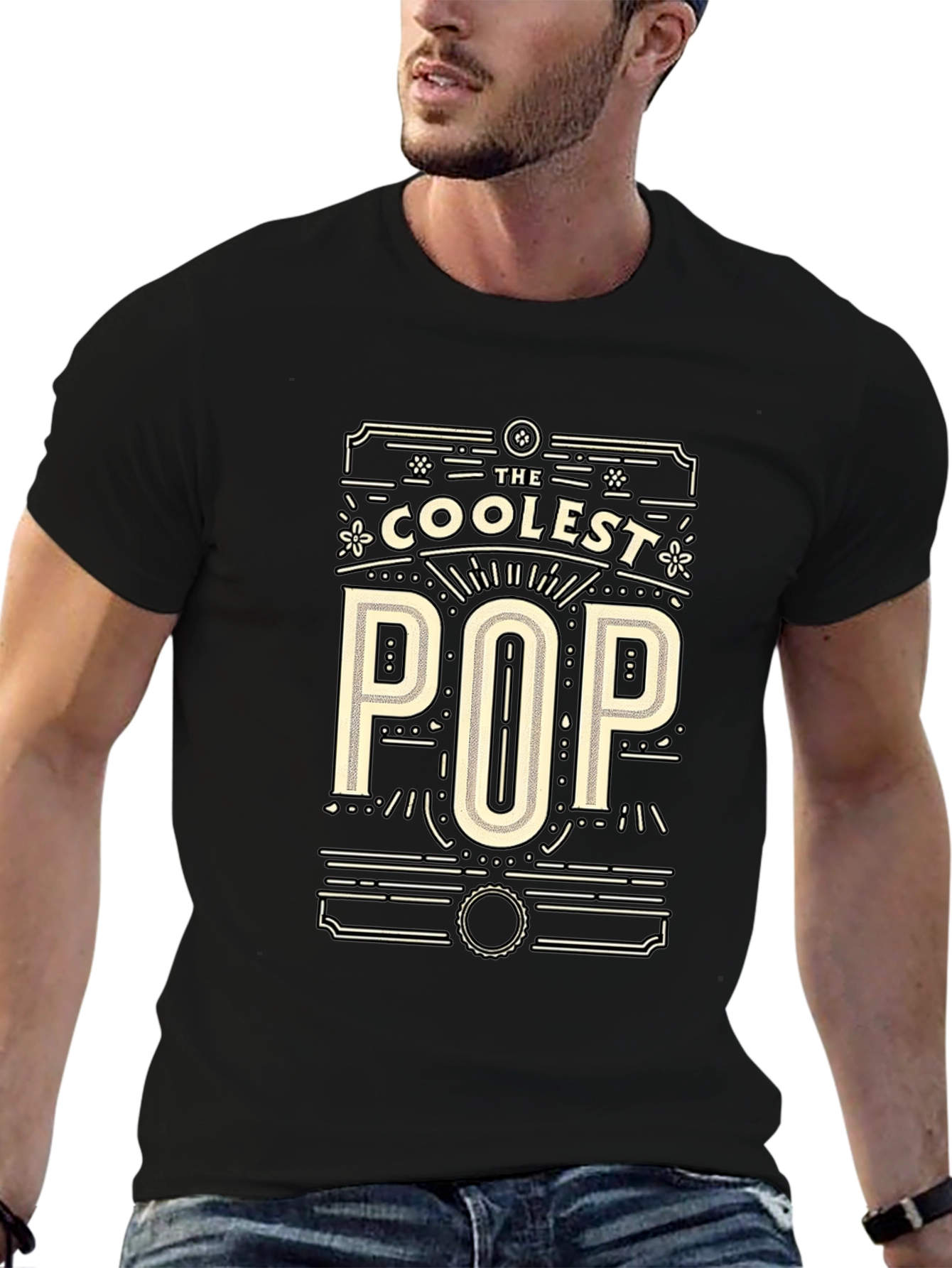 Black The Coolest Pop Graphic Print Crew Neck T-Shirt view 6