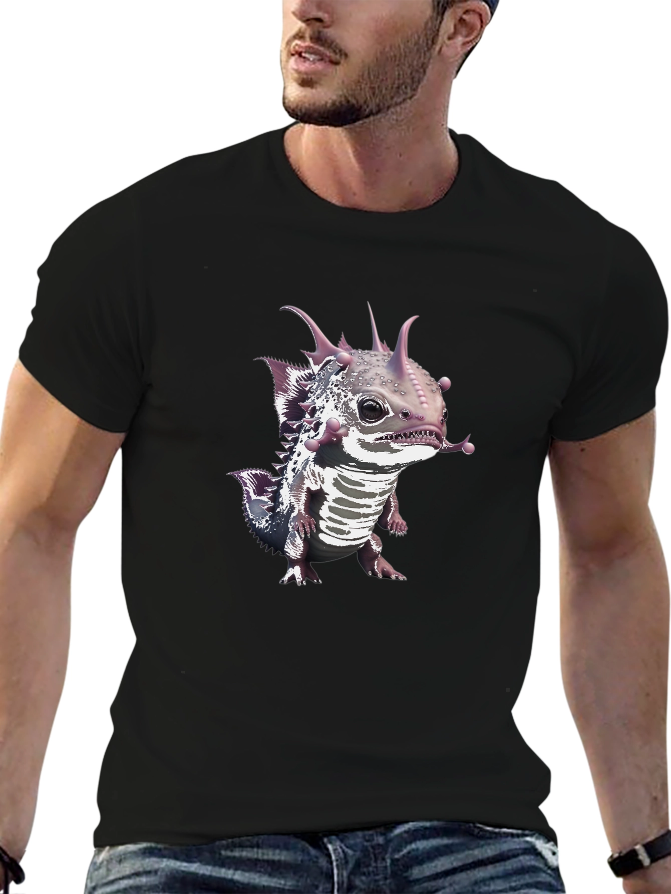 Black Axolotl Graphic Tee - Black Unisex T-Shirt view 6