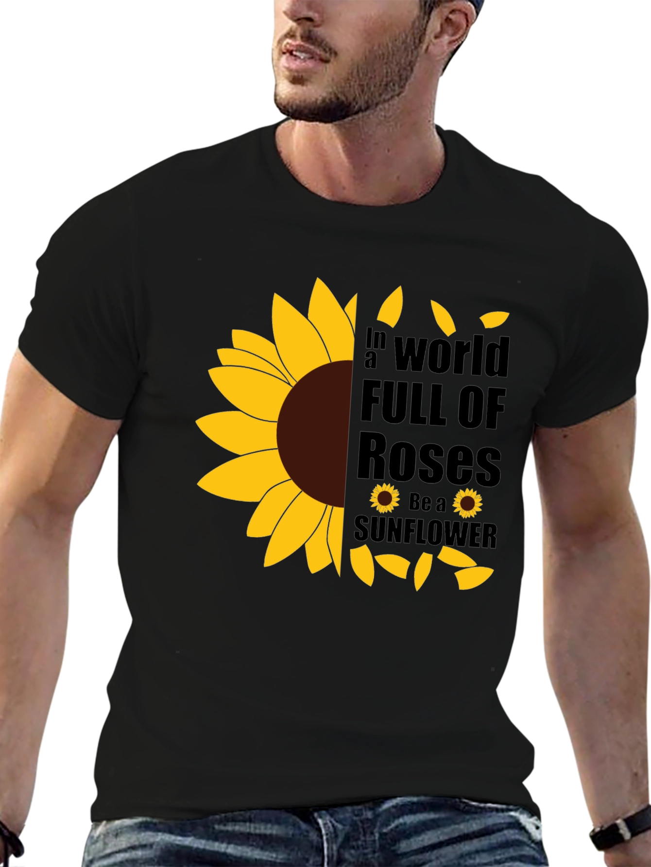 Black Sunflower Graphic T-Shirt - Be a Sunflower view 6