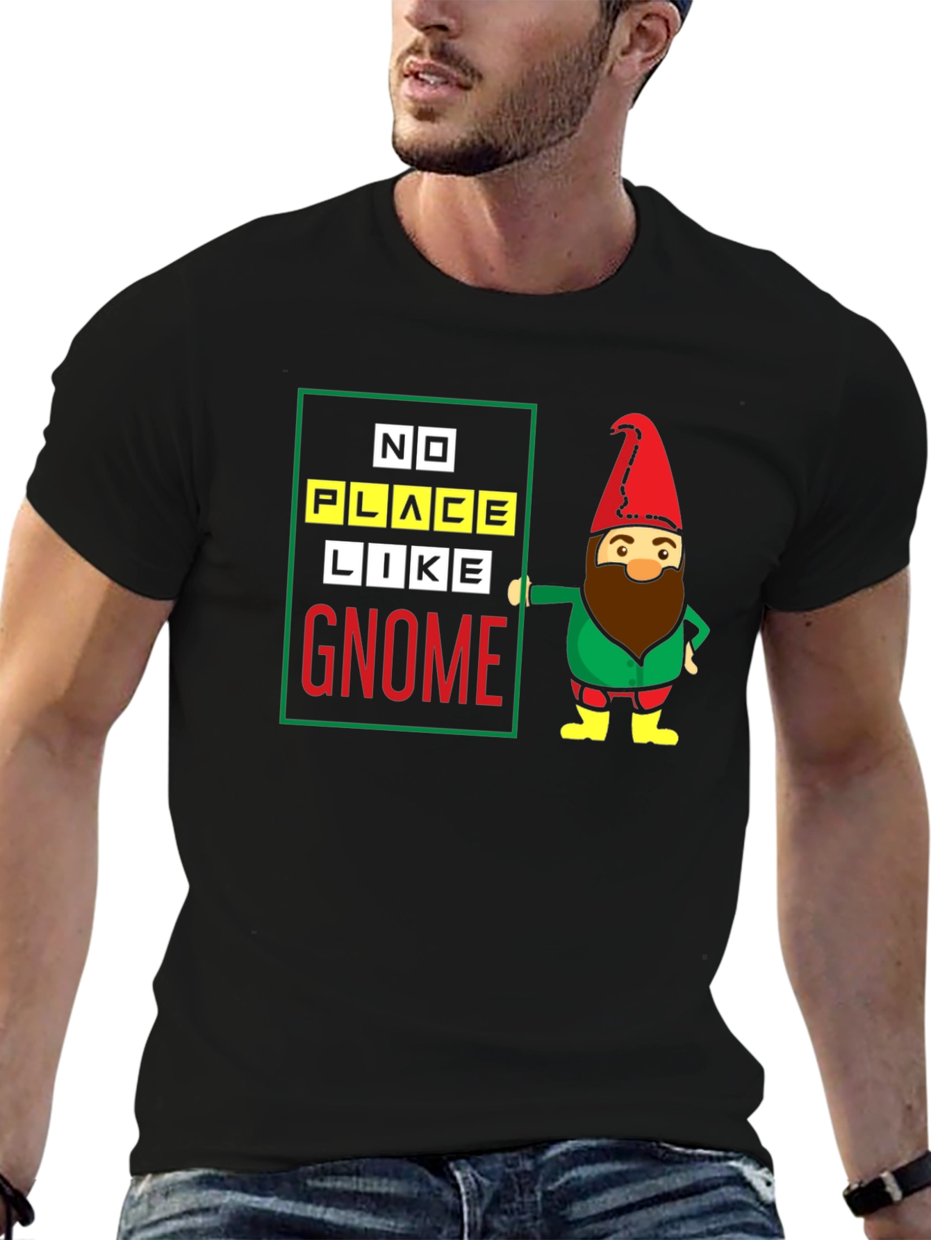 Black No Place Like Gnome Black T-Shirt view 6
