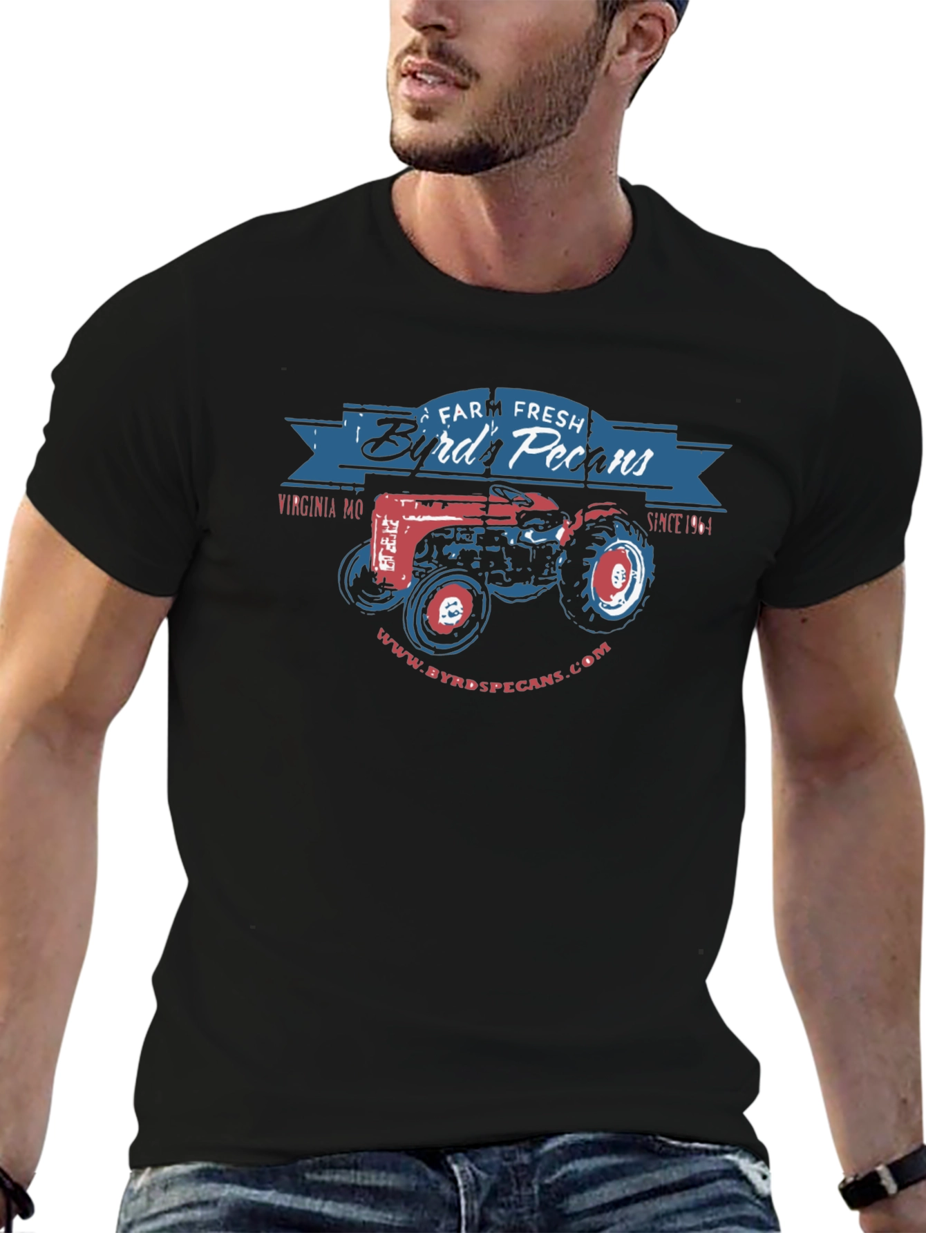 Black Byrd's Pecans Tractor T-Shirt view 6