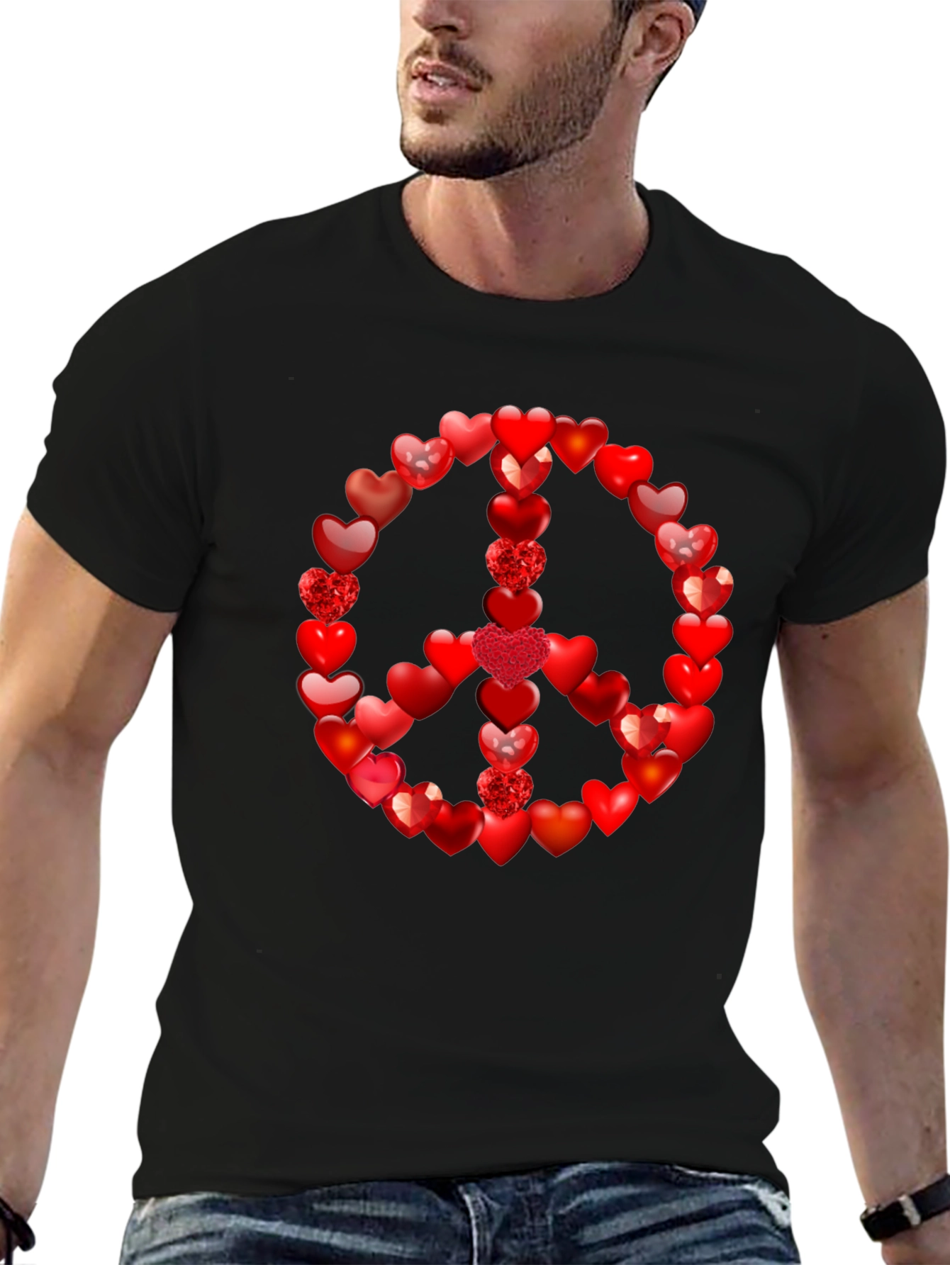 Black Heart Peace Sign T-Shirt - Love & Harmony view 6