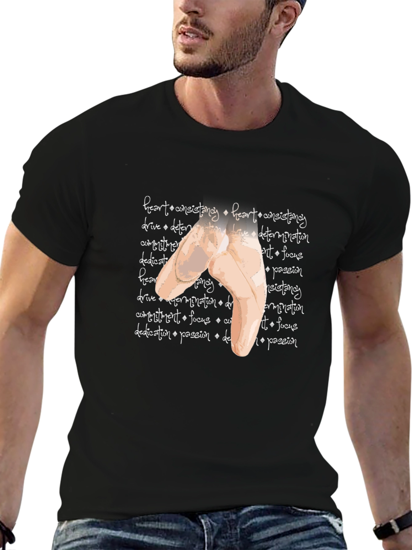 Black Ballet Pointe Shoe Graphic T-Shirt view 6