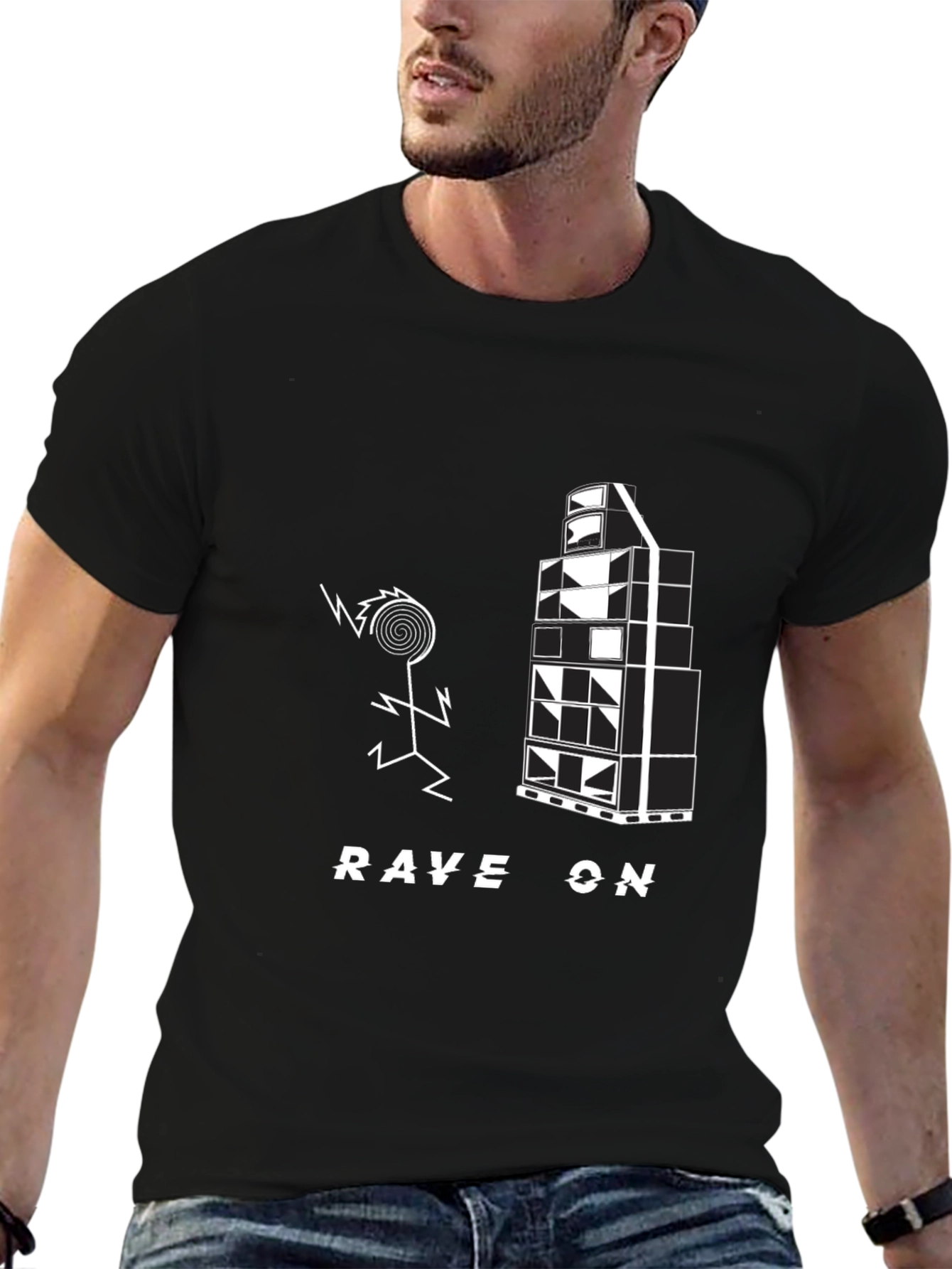 Black Rave On Black Graphic Tee view 6