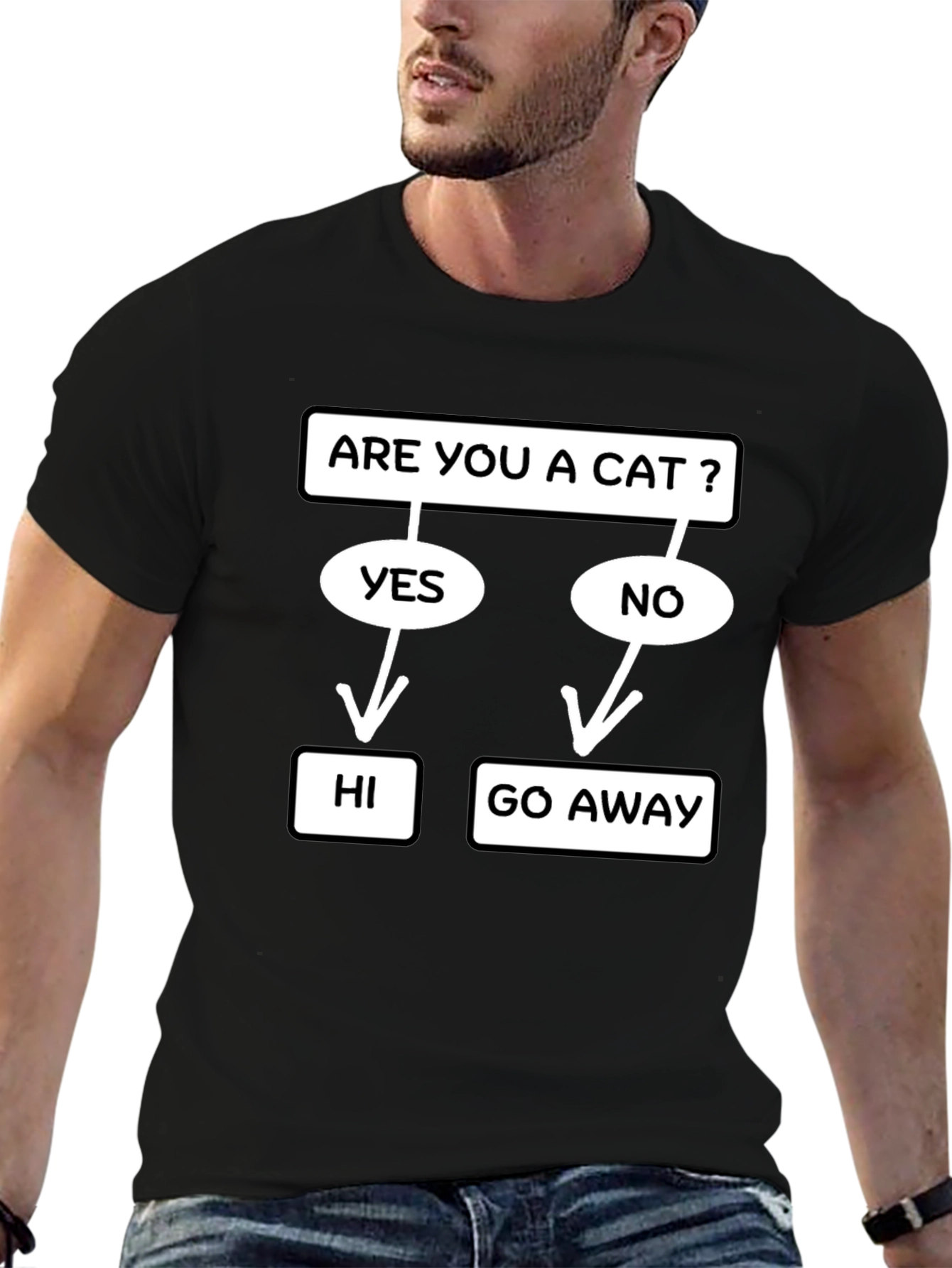 Black Are You a Cat? Funny T-Shirt view 6