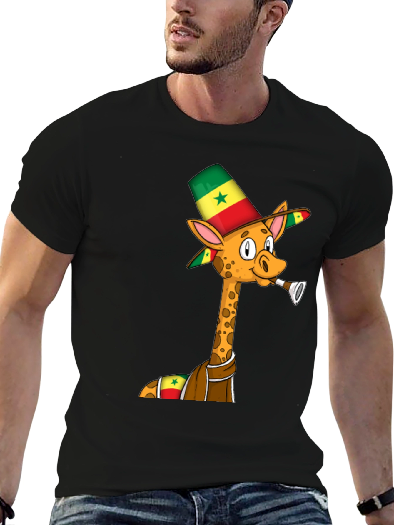 Black Senegal Giraffe T-Shirt - Novelty Graphic Tee view 6
