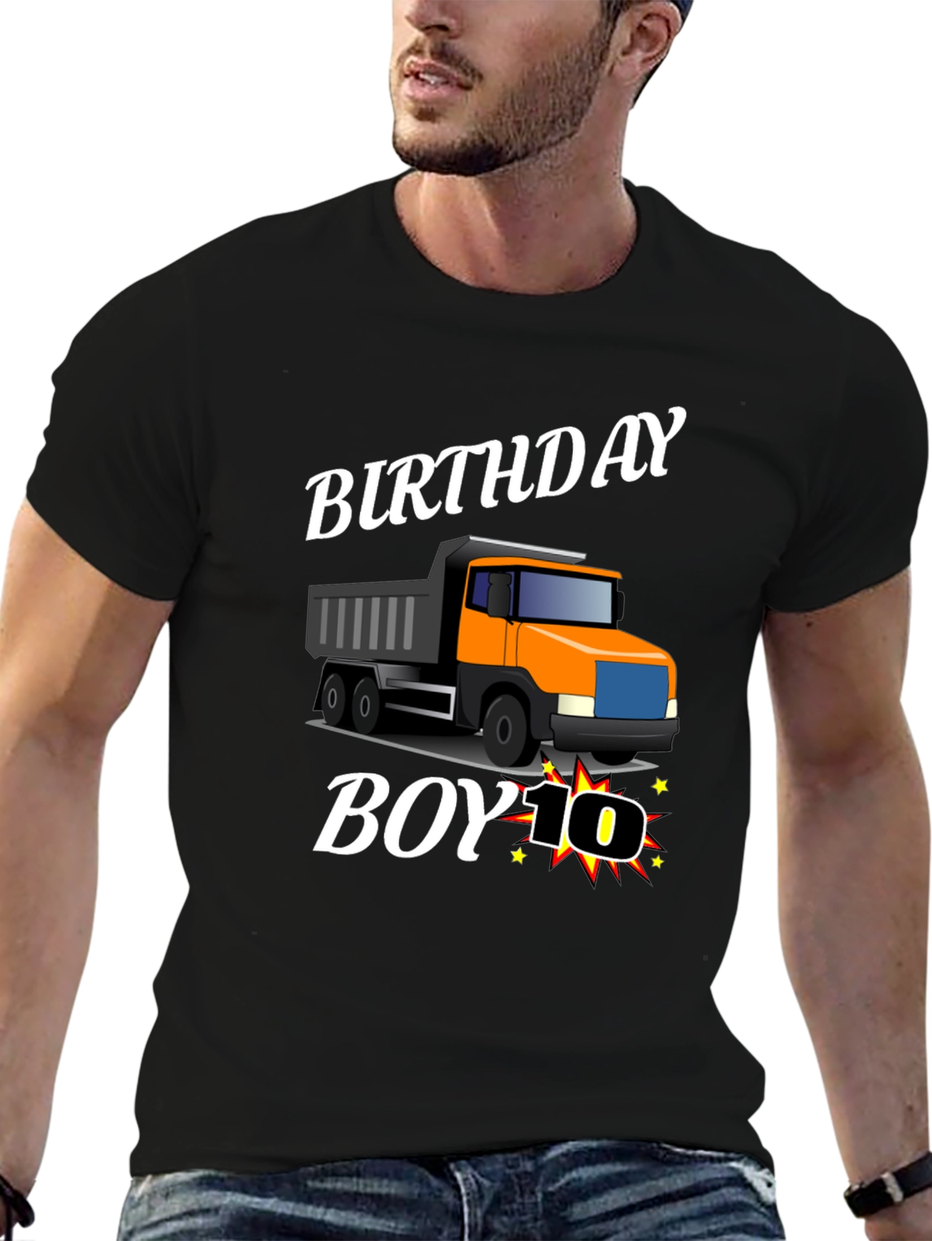 Black Birthday Boy Truck T-Shirt - Ten Years Old view 6