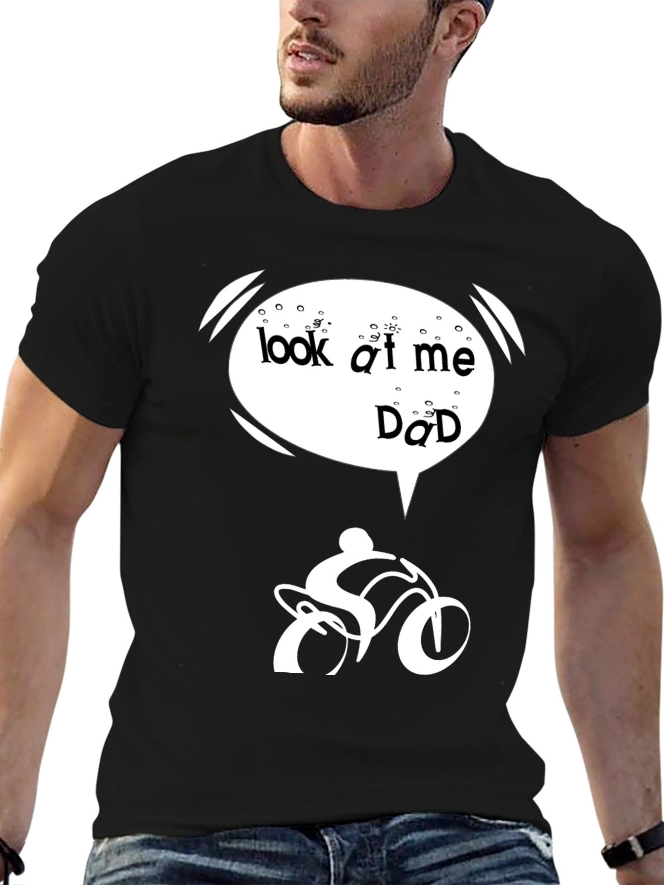 Black Look At Me Dad T-Shirt Cycling Humor view 6