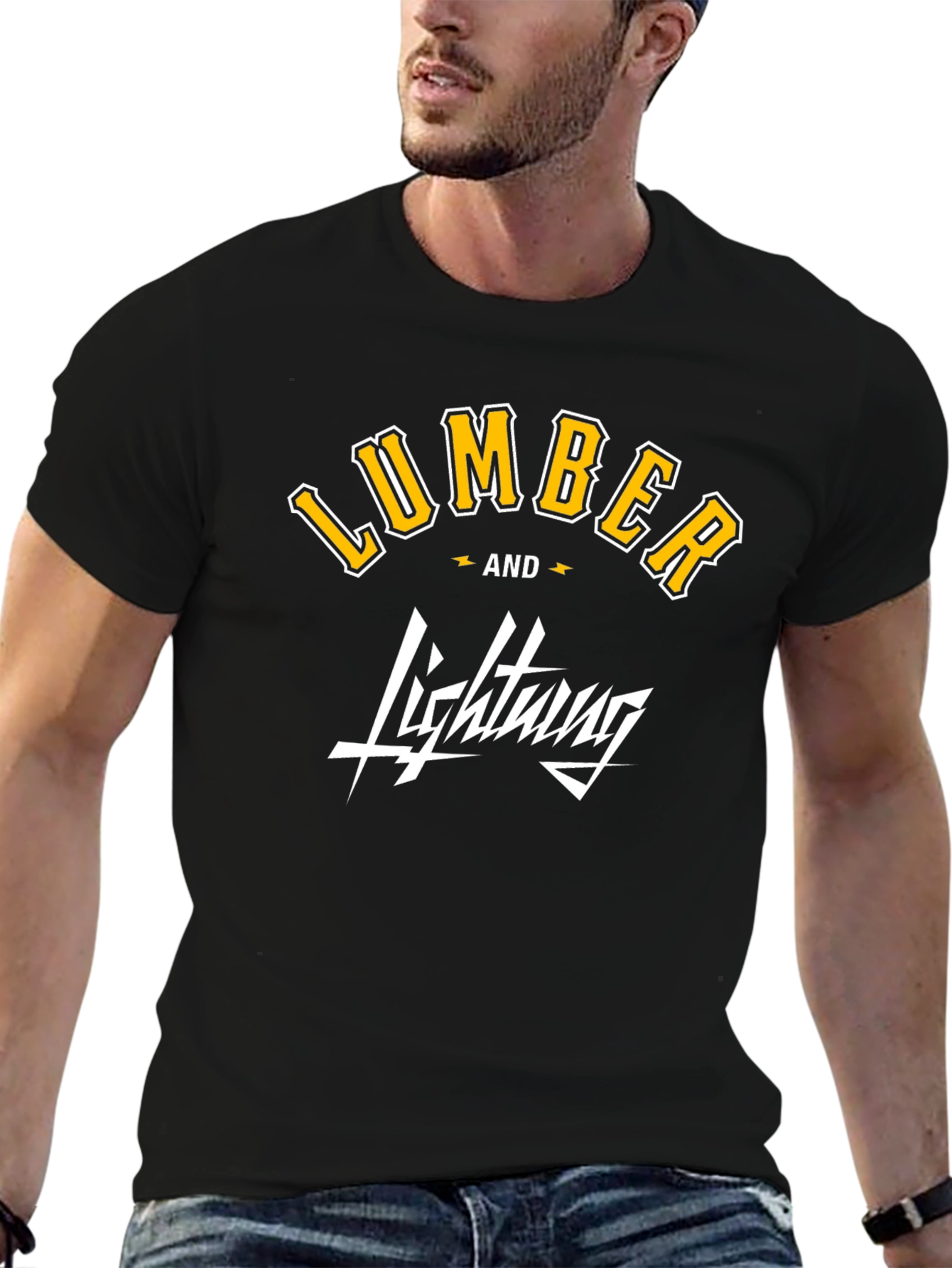 Black Lumber and Lightning Graphic T-Shirt - Black view 6