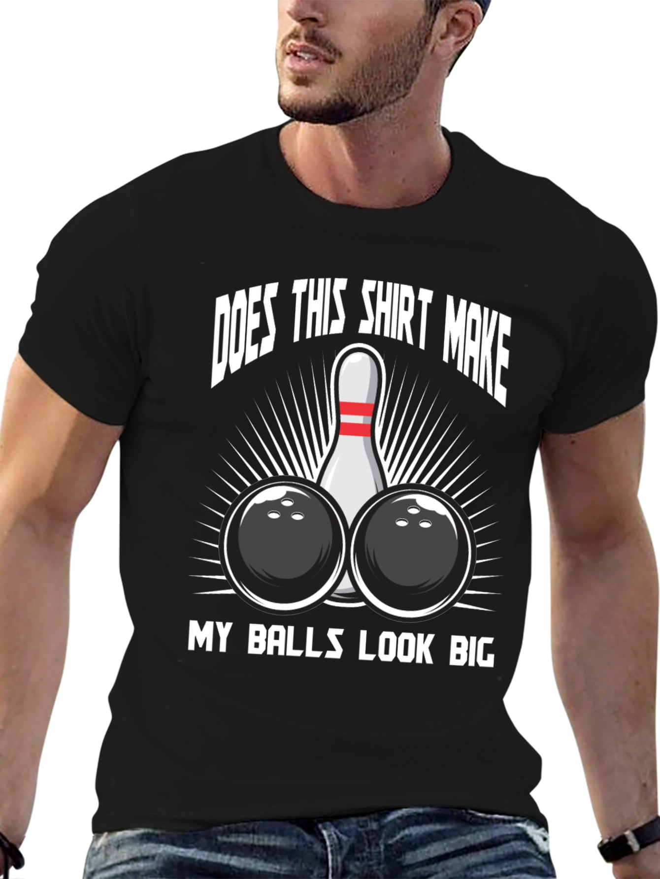 Black Funny Bowling Balls Graphic T-Shirt view 6