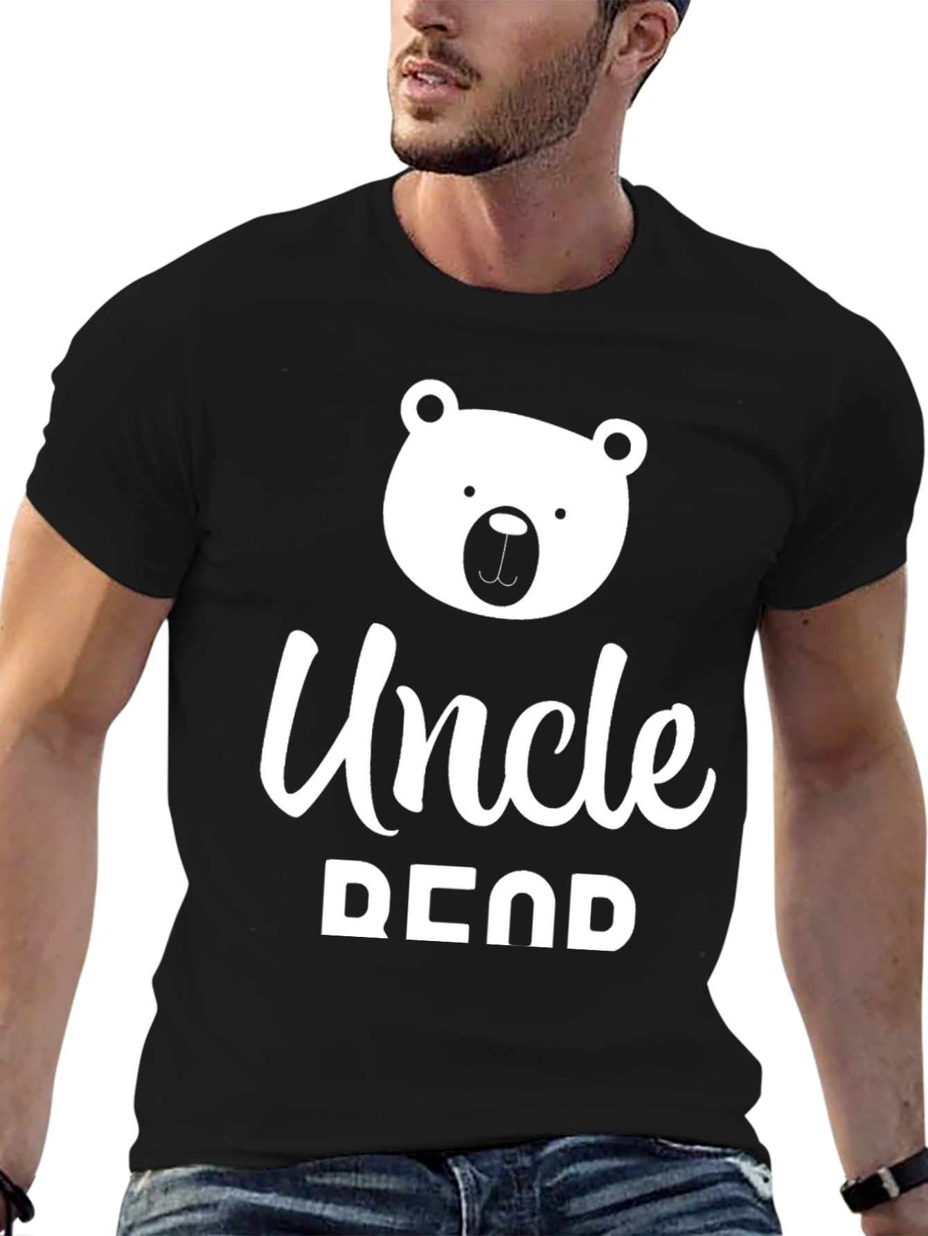 Black Uncle Bear Graphic T-Shirt - Soft Cotton Blend view 6